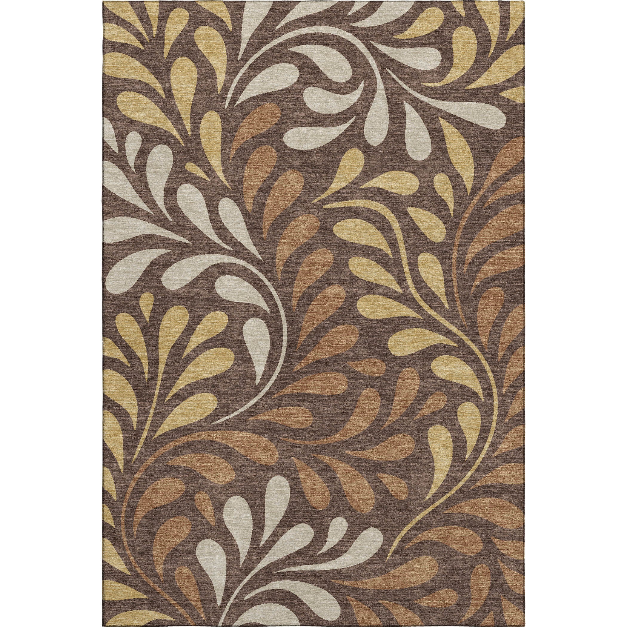 Split Machine Washable Transitional Fudge Brown Rug 3' x 5' #shape_Rectangle