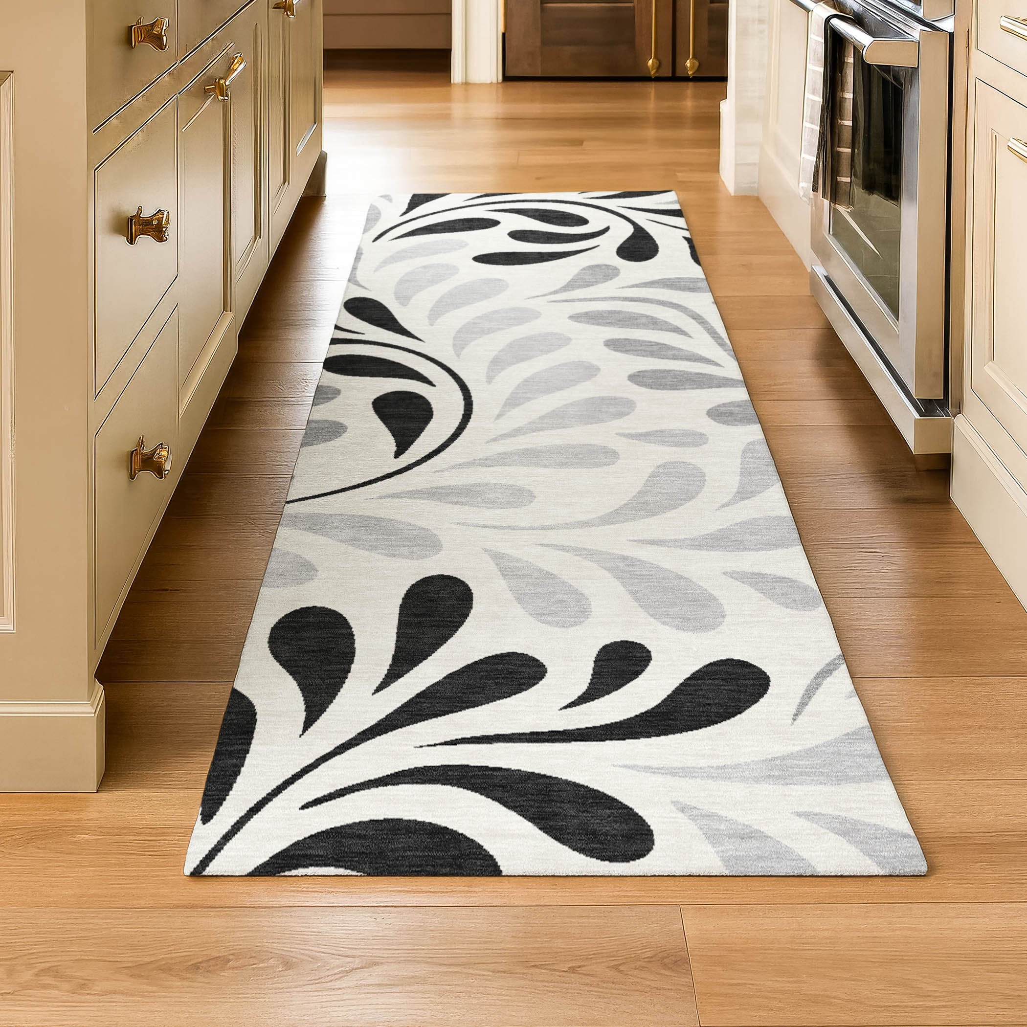 Split Machine Washable Transitional Ivory Rug 2'3" x 7'6" #shape_Runner