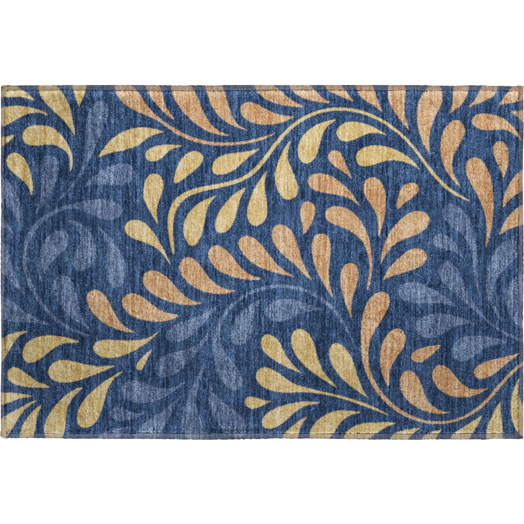 Split Machine Washable Transitional Navy Blue Rug 1'8" x 2'6" #shape_Rectangle