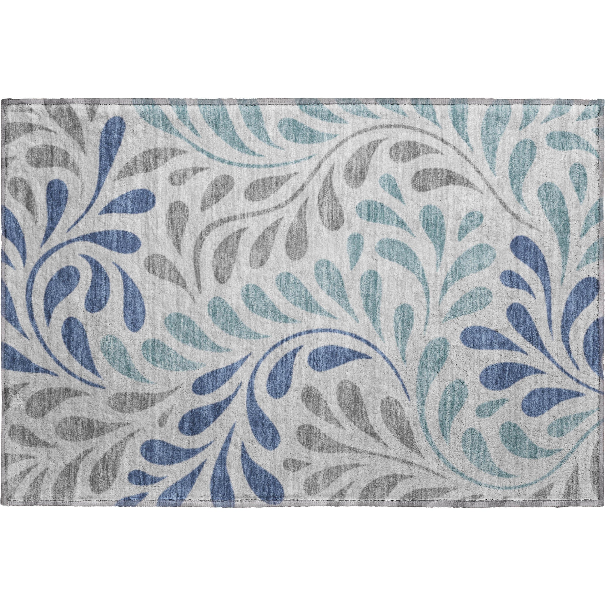 Split Machine Washable Transitional Silver Gray Rug 1'8" x 2'6" #shape_Rectangle