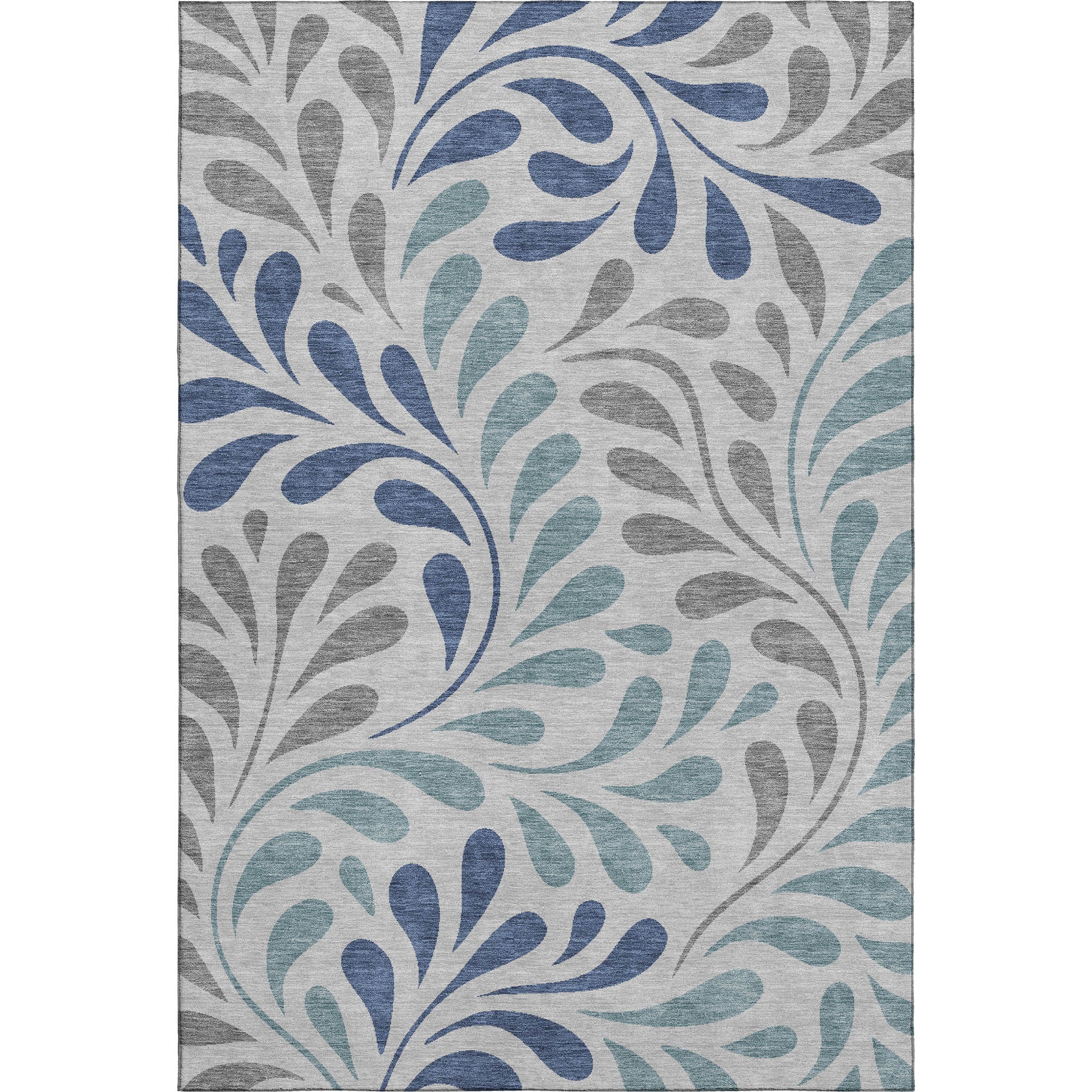 Split Machine Washable Transitional Silver Gray Rug 3' x 5' #shape_Rectangle