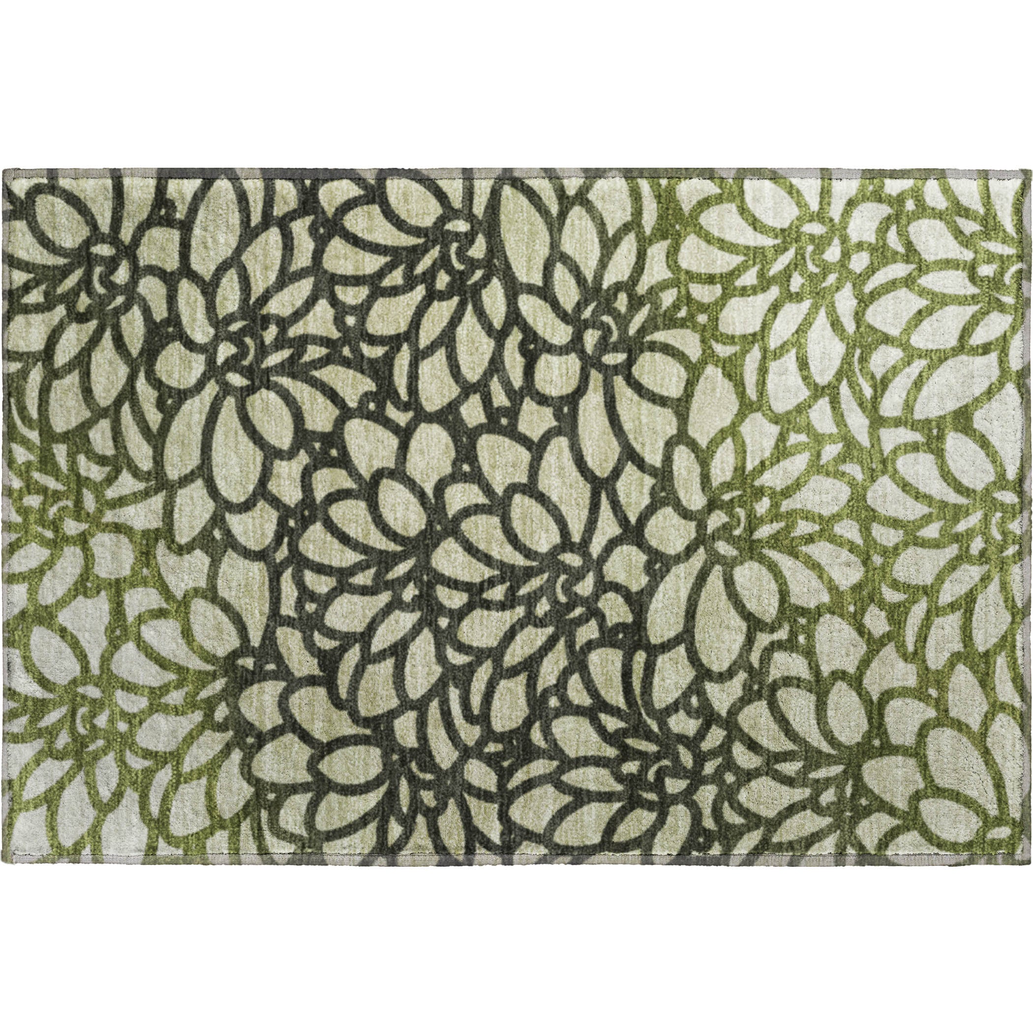 Istanbul Machine Washable Transitional Aloe Green Rug 1'8" x 2'6" #shape_Rectangle