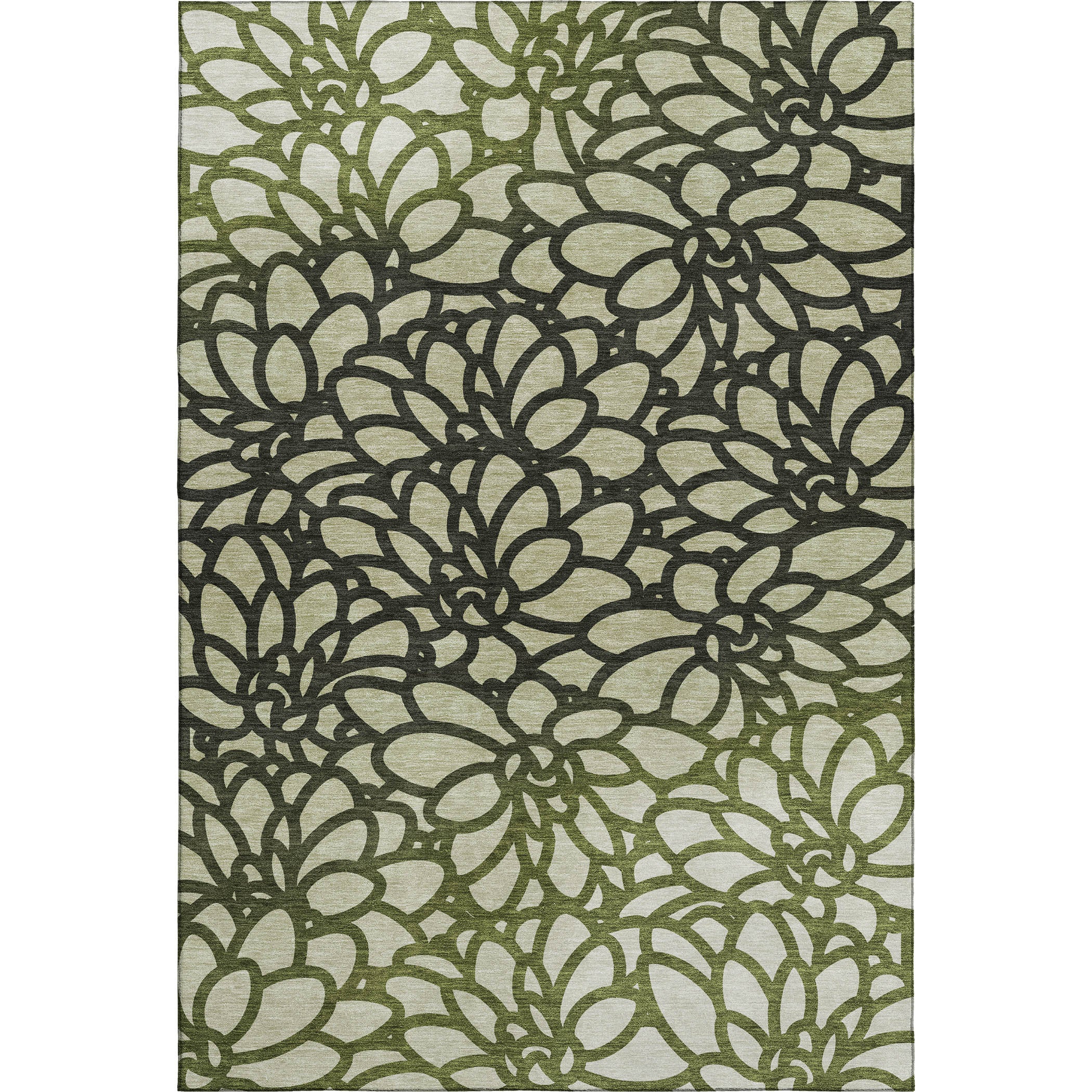 Istanbul Machine Washable Transitional Aloe Green Rug 3' x 5' #shape_Rectangle