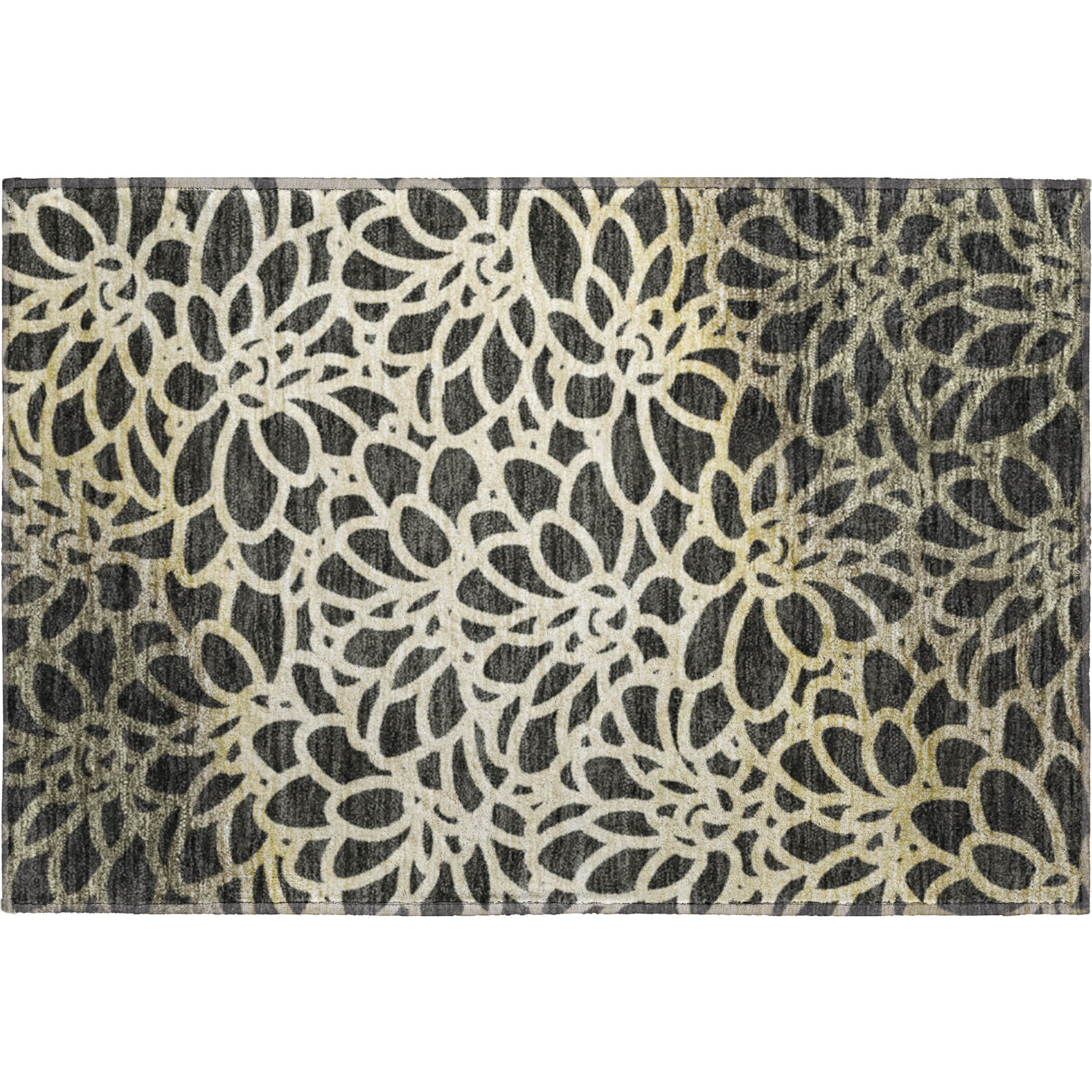 Istanbul Machine Washable Transitional Black Rug 1'8" x 2'6" #shape_Rectangle