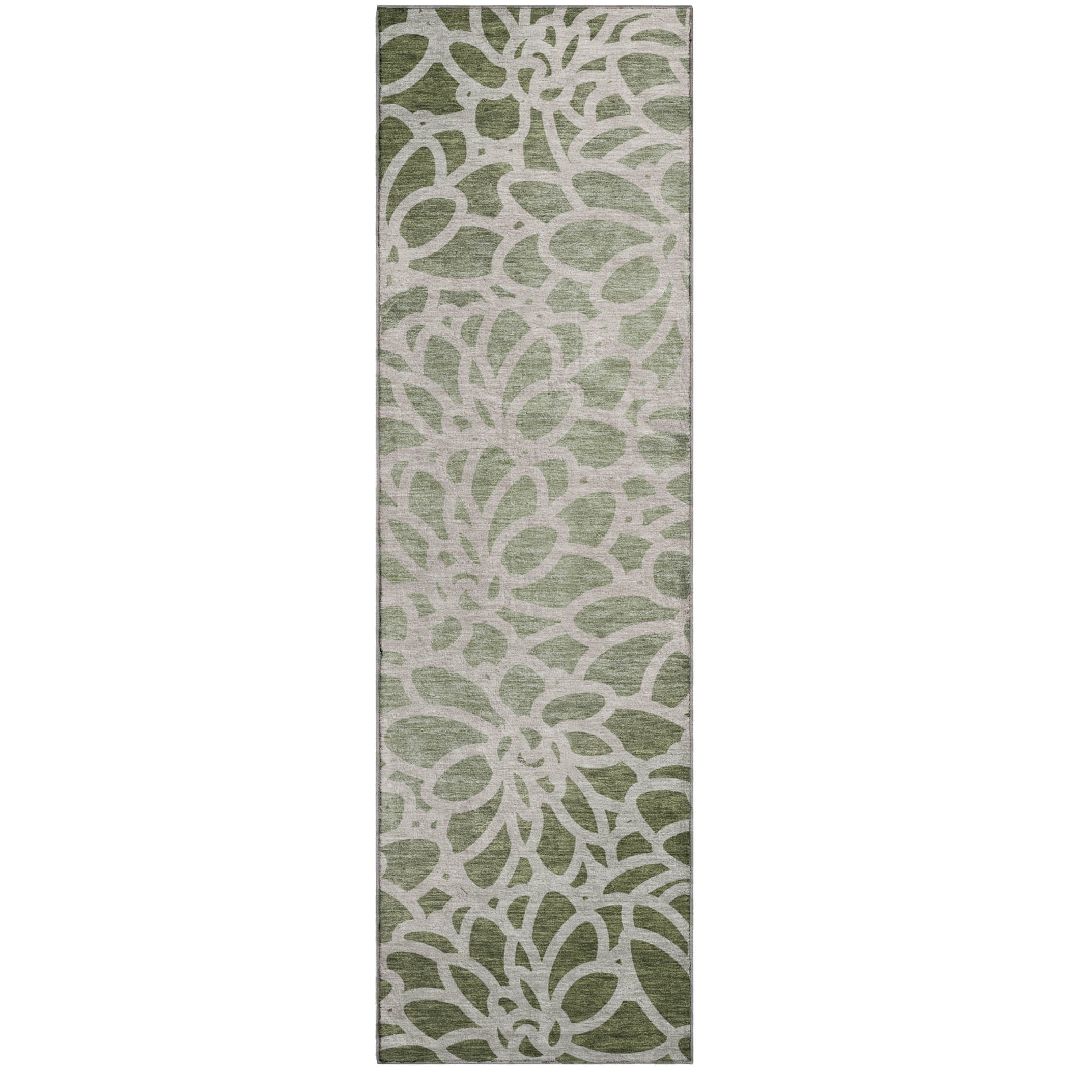 Istanbul Machine Washable Transitional Celery Green Rug 2'3" x 7'6" #shape_Runner