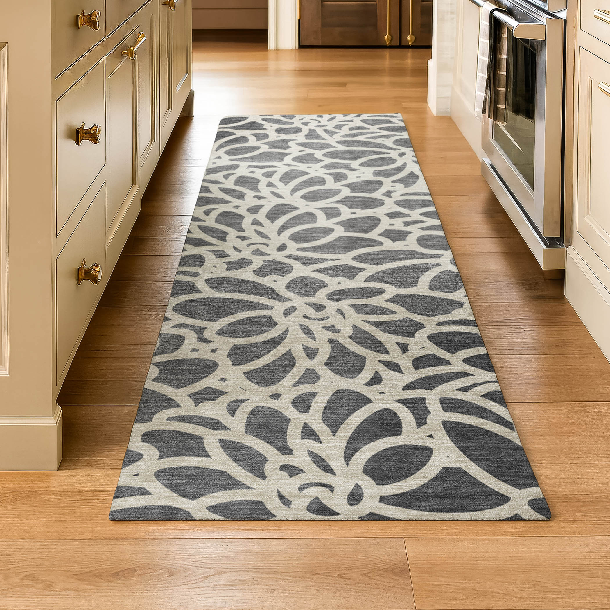 Istanbul Machine Washable Transitional Gray Rug 2'3" x 7'6" #shape_Runner