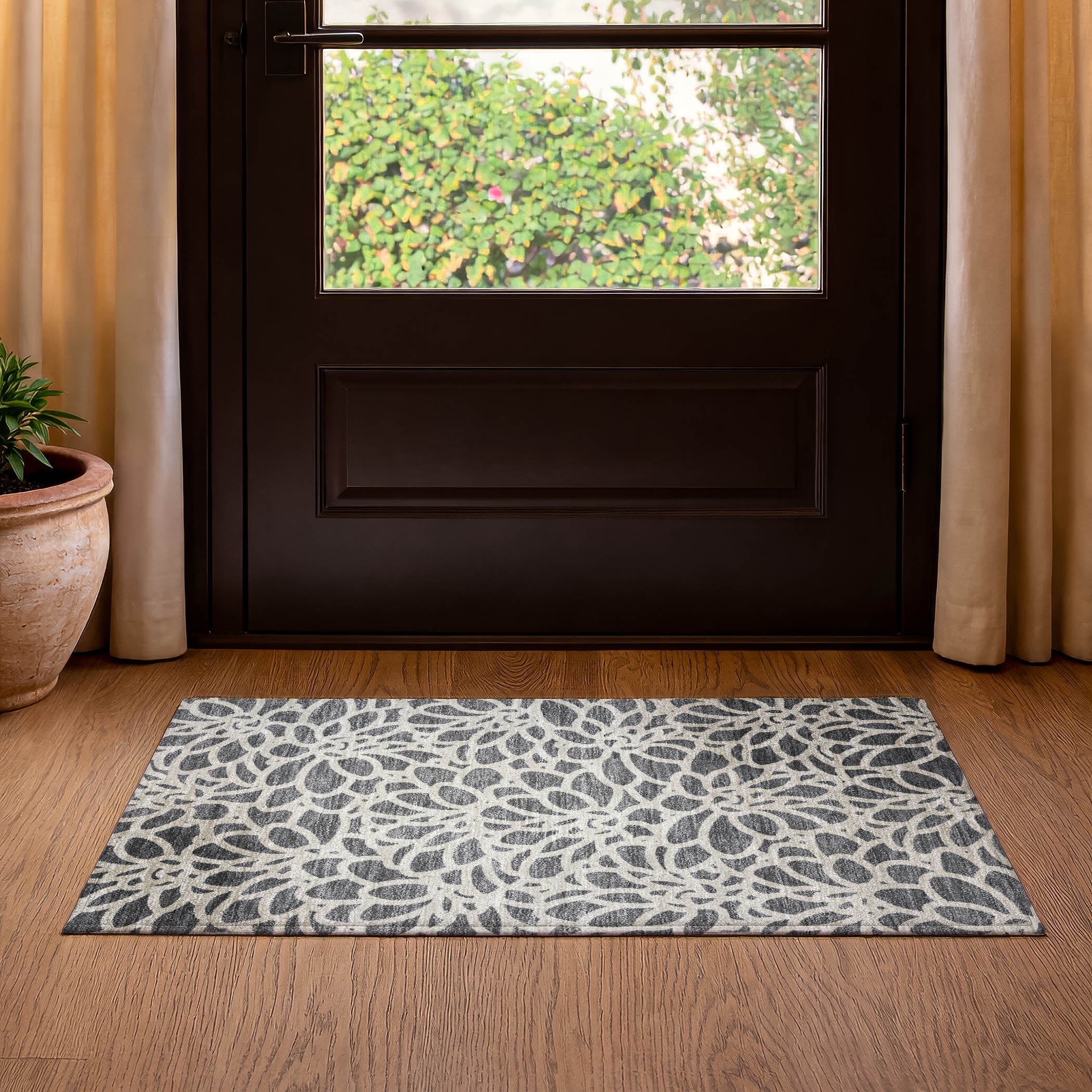 Istanbul Machine Washable Transitional Gray Rug 1'8" x 2'6" #shape_Rectangle