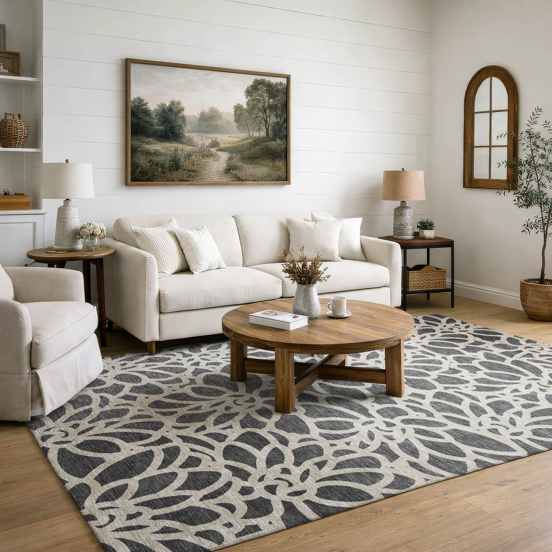 Istanbul Machine Washable Transitional Gray Rug 3' x 5' #shape_Rectangle
