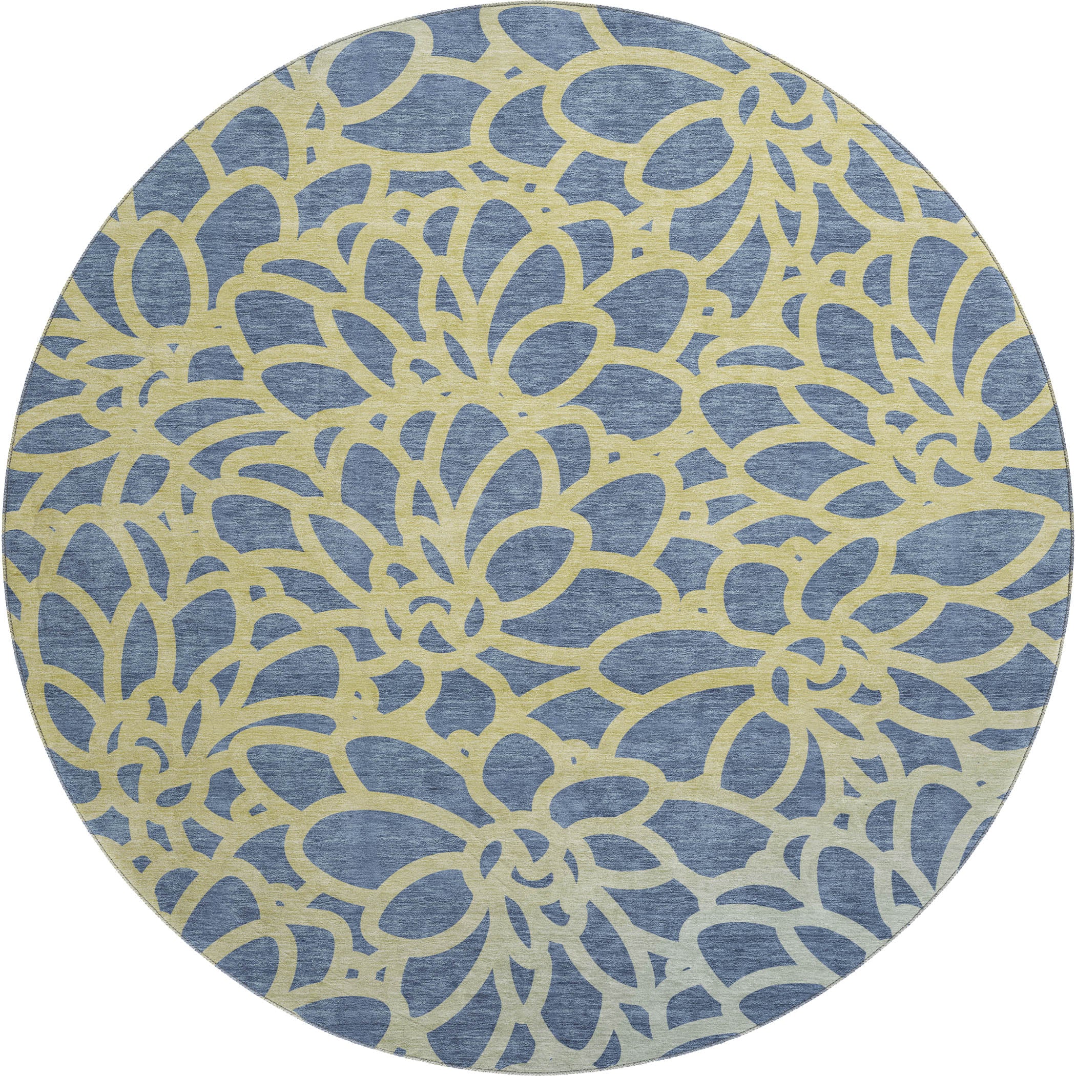 Istanbul Machine Washable Transitional Navy Blue Rug 8' x 8' #shape_Round
