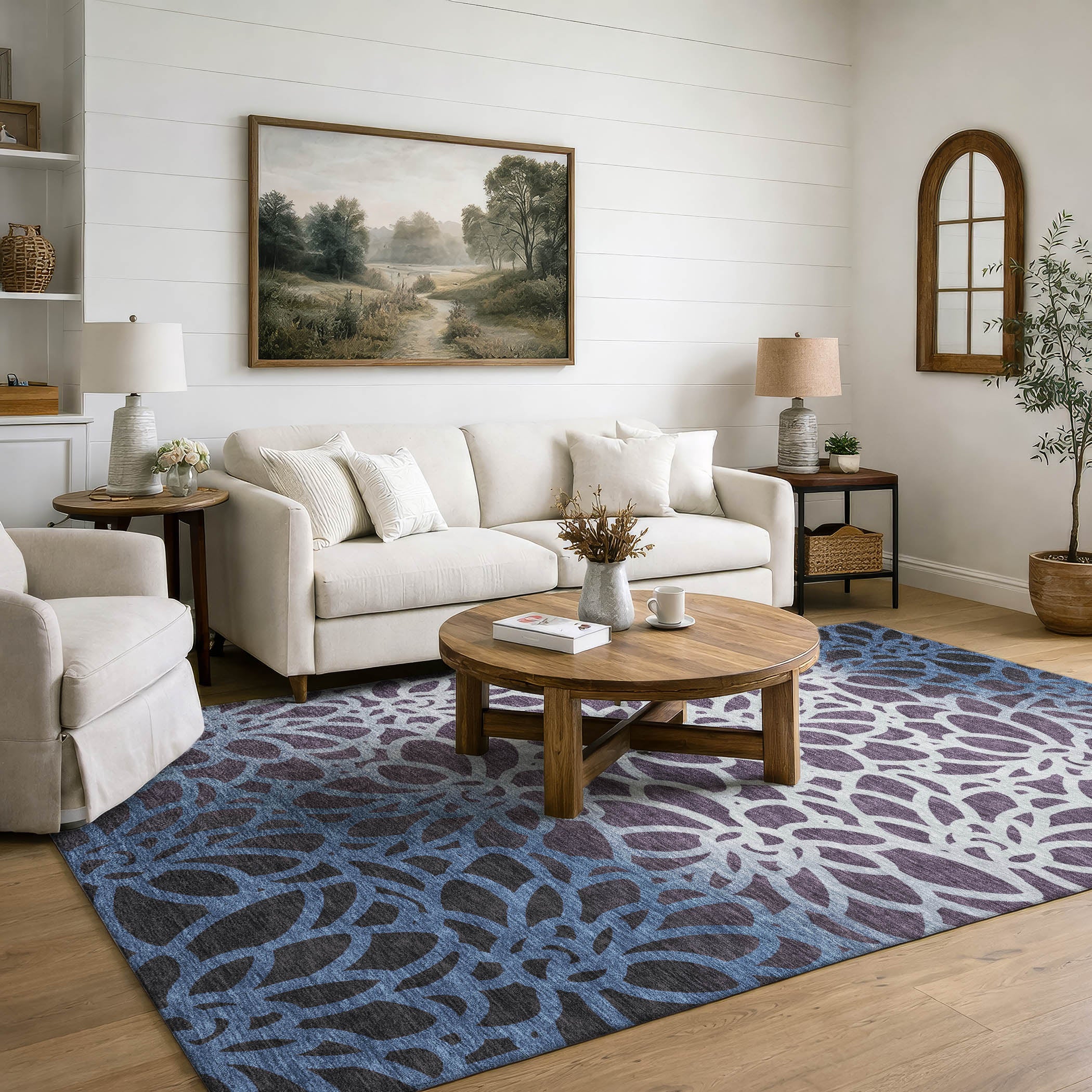 Istanbul Machine Washable Transitional Plum Purple Rug 3' x 5' #shape_Rectangle