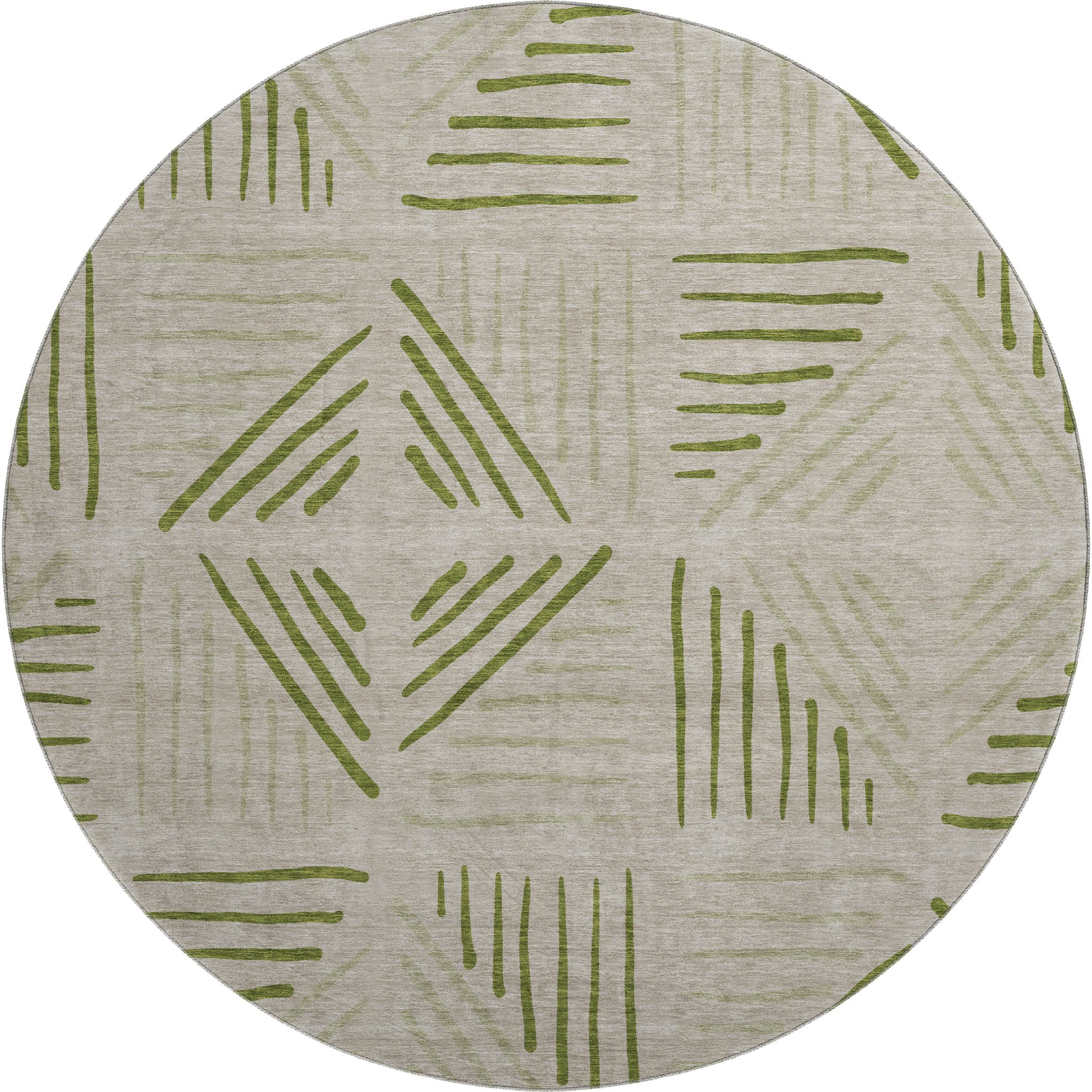 Kyoto Machine Washable Transitional Flax Ivory Rug 8' x 8' #shape_Round