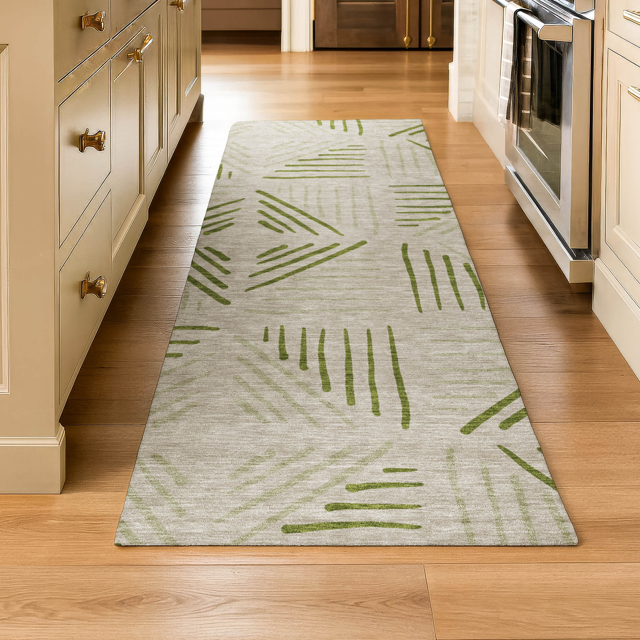 Kyoto Machine Washable Transitional Flax Ivory Rug 2'3" x 7'6" #shape_Runner