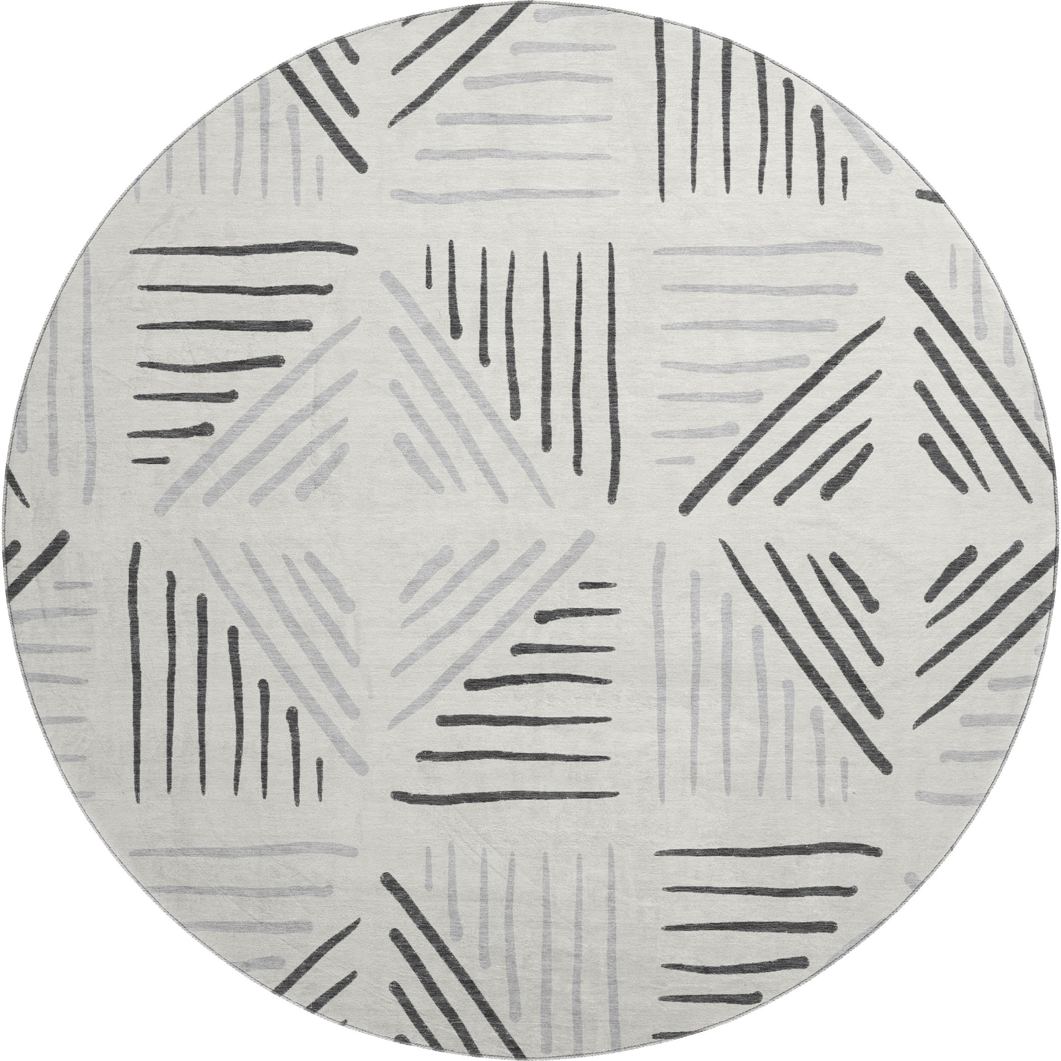Kyoto Machine Washable Transitional Ivory Rug 8' x 8' #shape_Round
