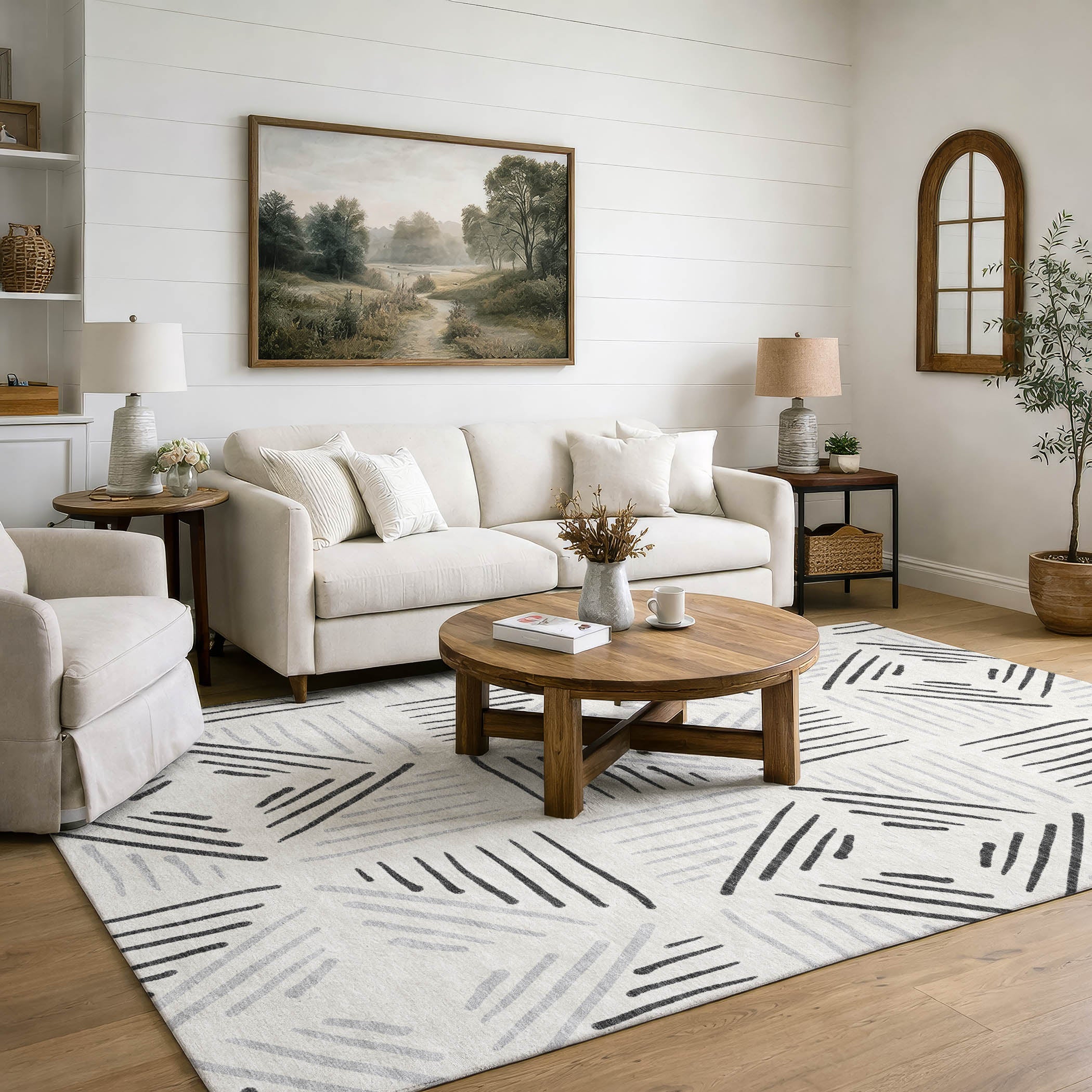 Kyoto Machine Washable Transitional Ivory Rug 3' x 5' #shape_Rectangle