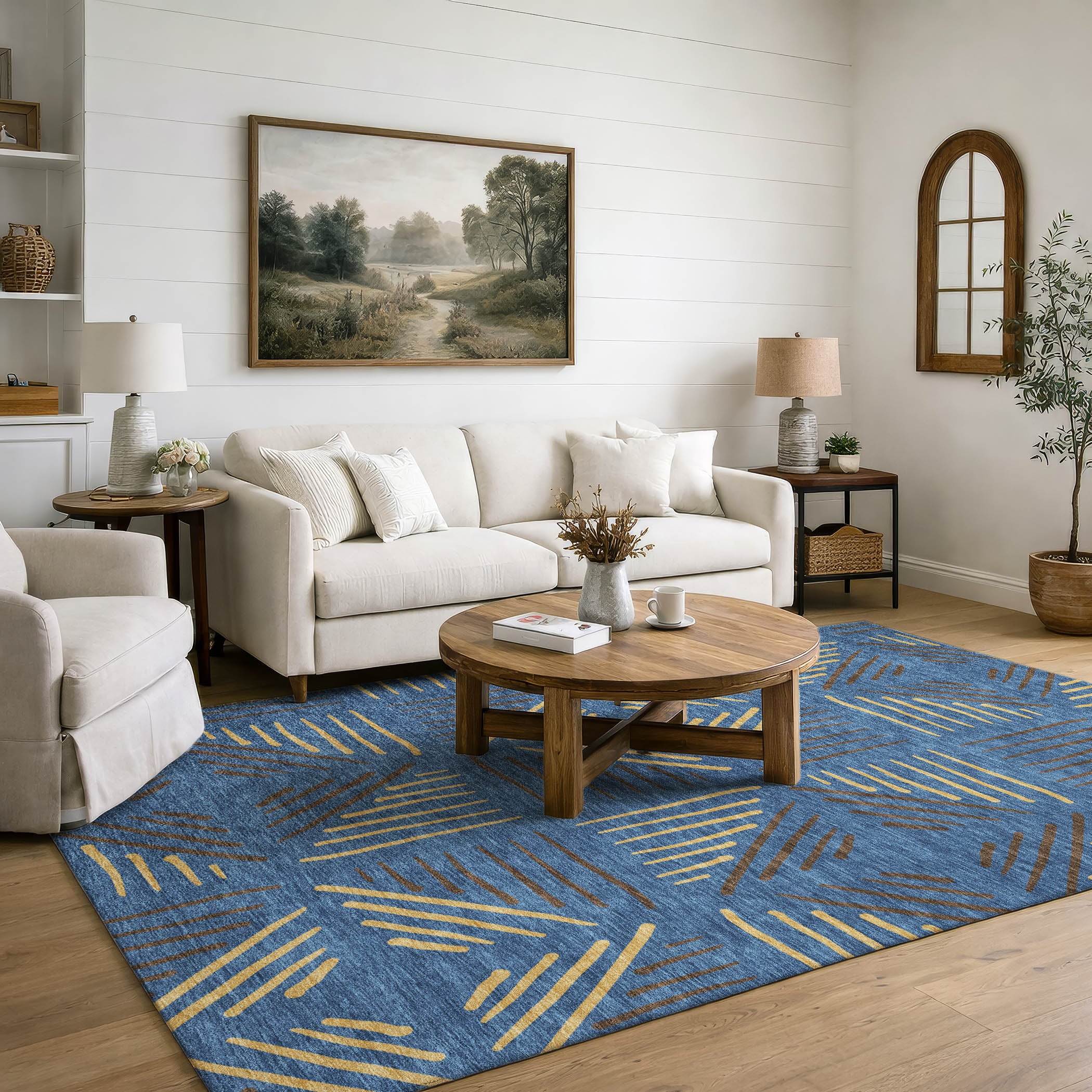 Kyoto Machine Washable Transitional Navy Blue Rug 3' x 5' #shape_Rectangle