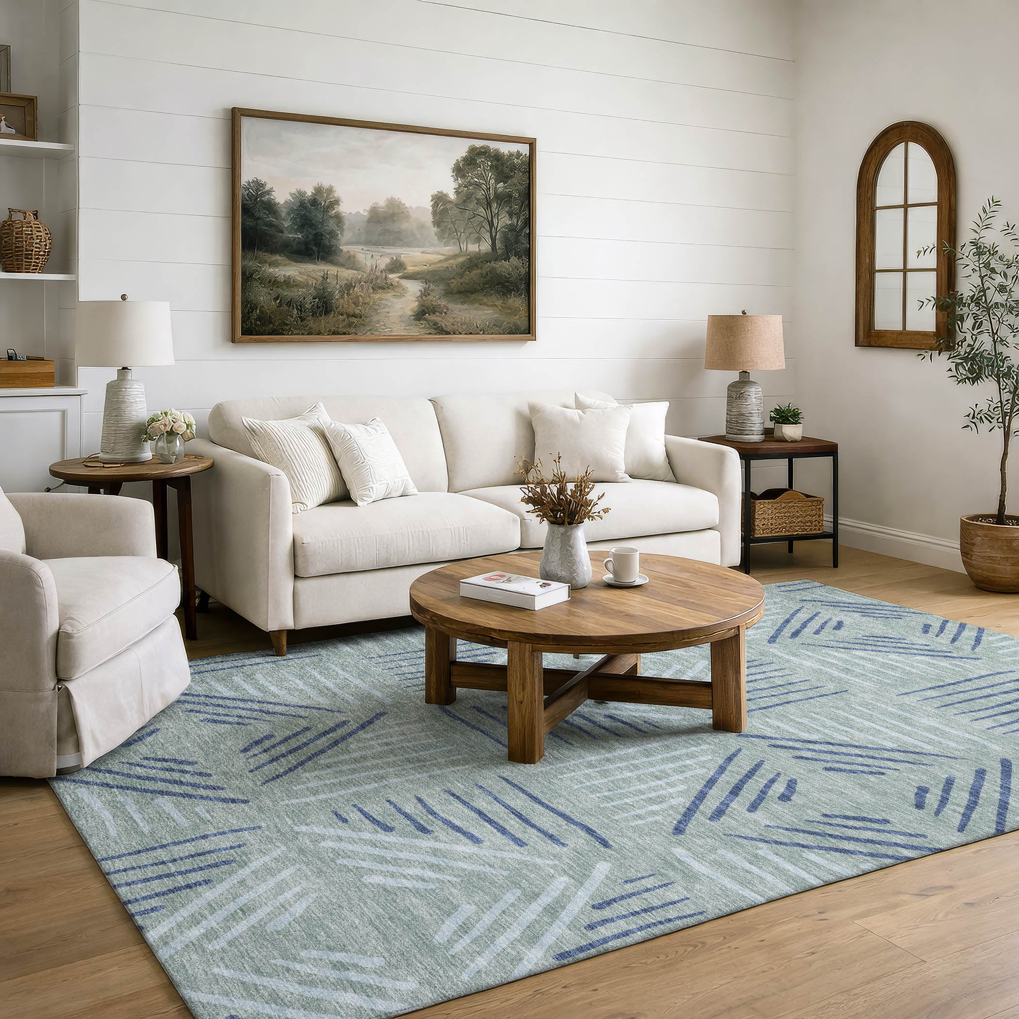 Kyoto Machine Washable Transitional Spa Blue Rug 3' x 5' #shape_Rectangle