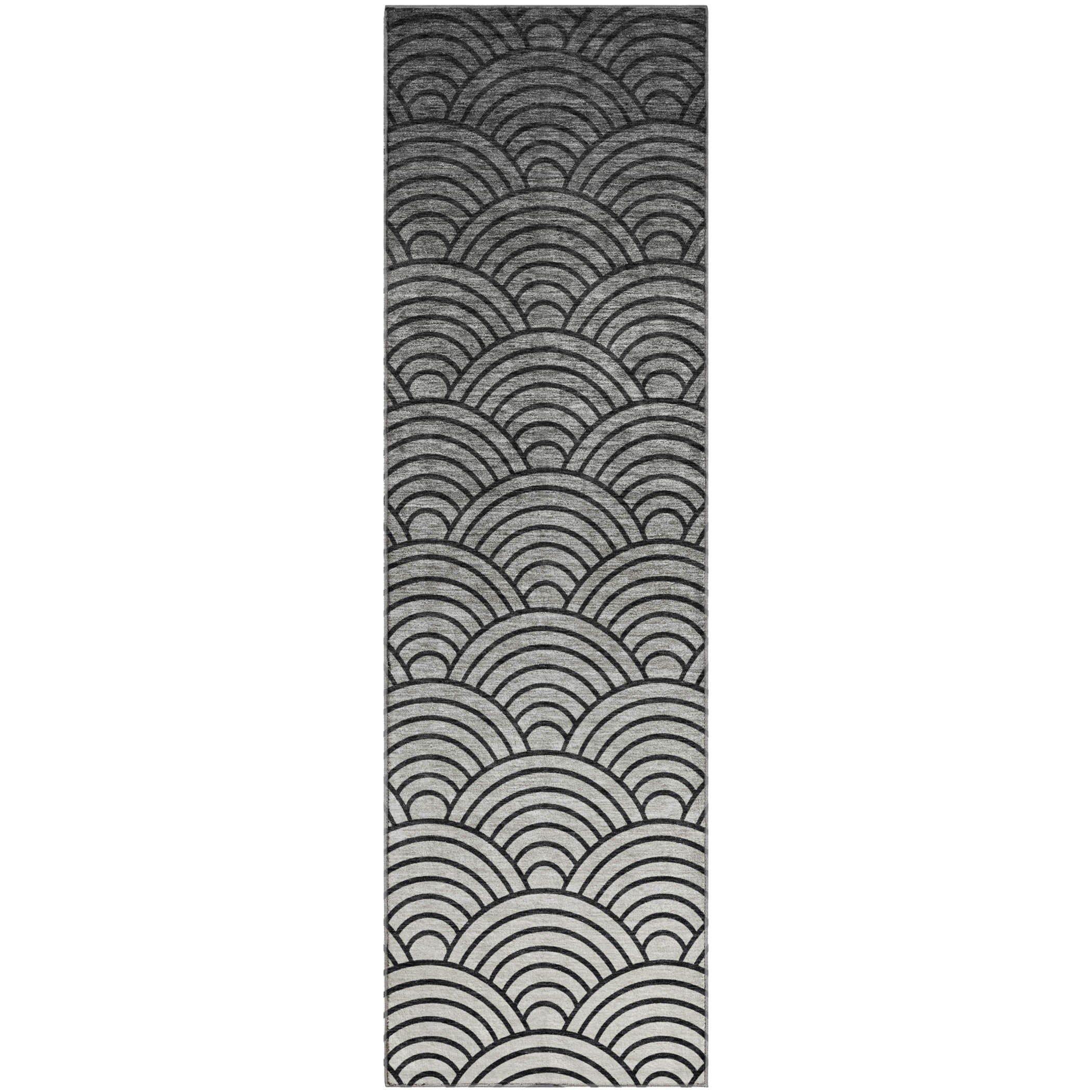 Santorini Machine Washable Transitional Black Rug 2'3" x 7'6" #shape_Runner