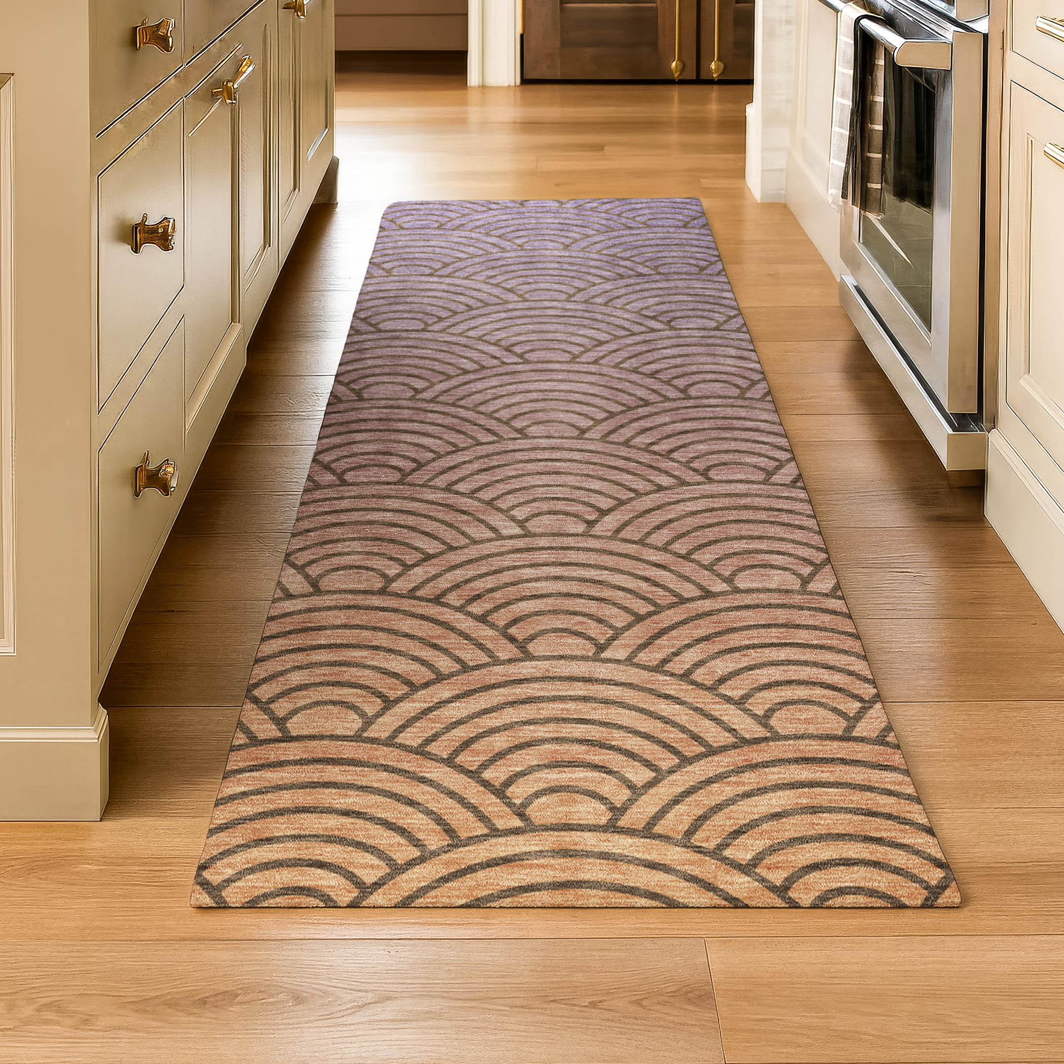 Santorini Machine Washable Transitional Chocolate Brown Rug 2'3" x 7'6" #shape_Runner