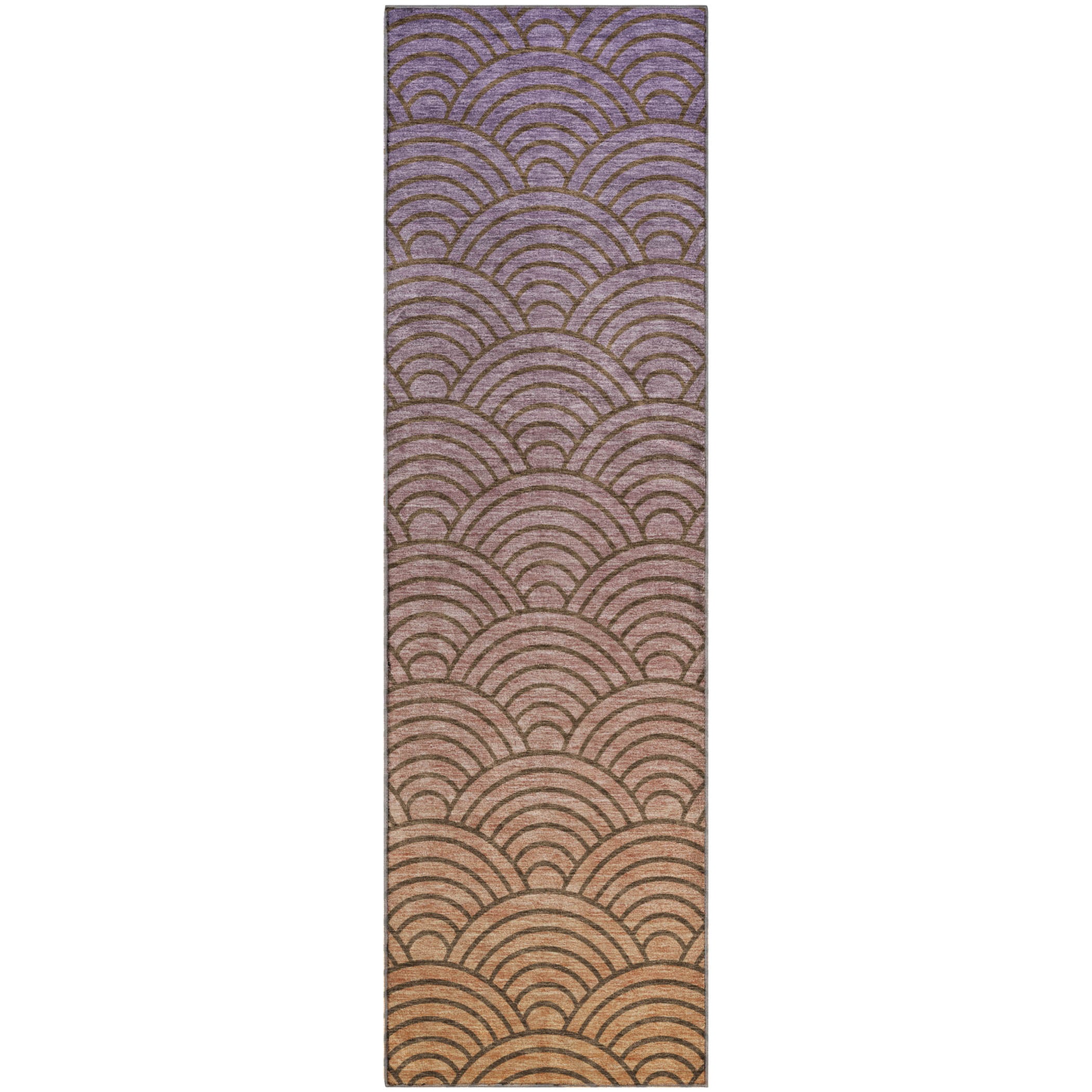 Santorini Machine Washable Transitional Chocolate Brown Rug 2'3" x 7'6" #shape_Runner
