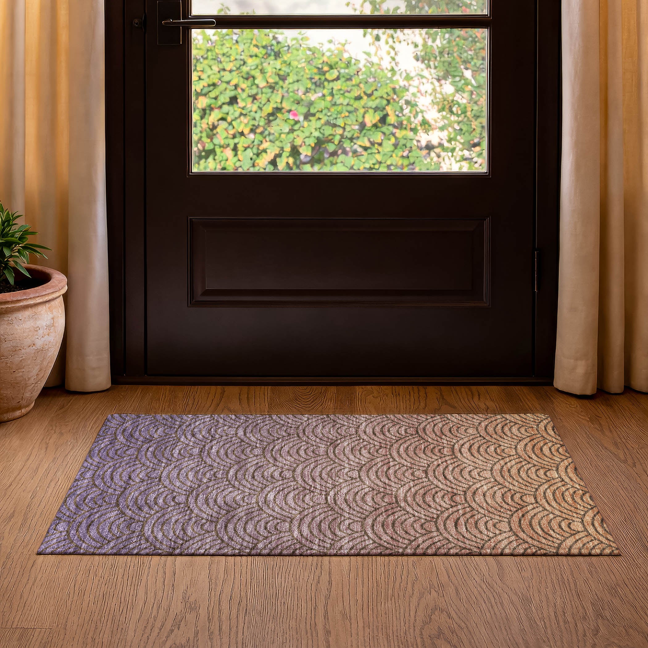 Santorini Machine Washable Transitional Chocolate Brown Rug 1'8" x 2'6" #shape_Rectangle