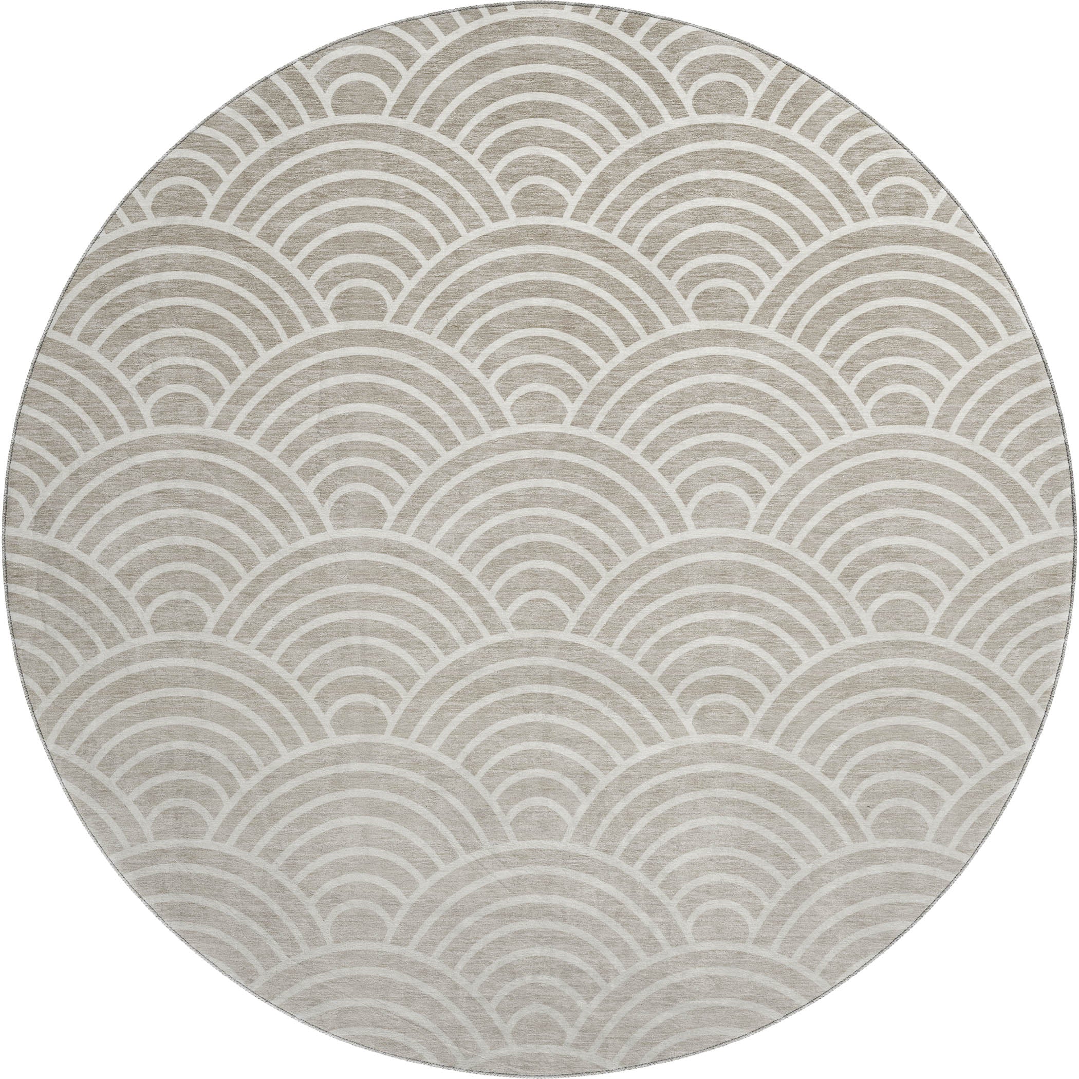 Santorini Machine Washable Transitional Ivory Rug 8' x 8' #shape_Round