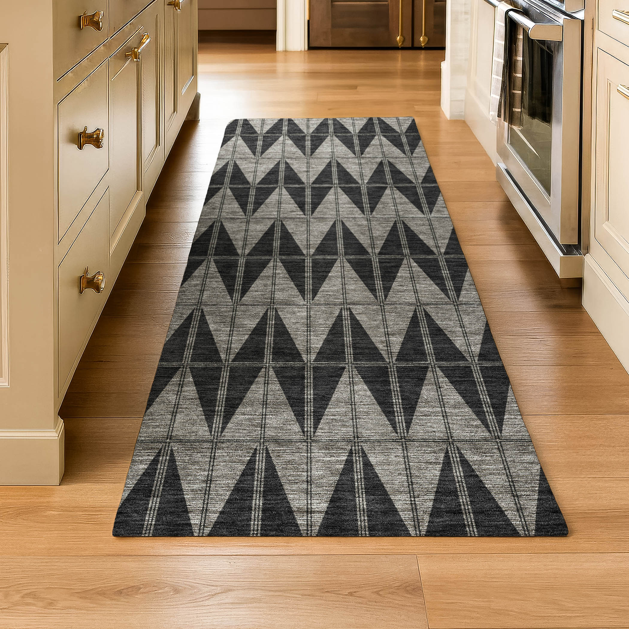 Zanzibar Machine Washable Transitional Black Rug 2'3" x 7'6" #shape_Runner
