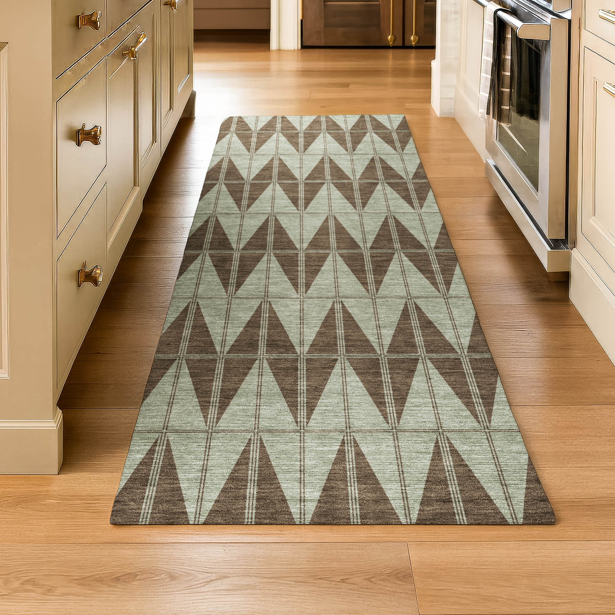Zanzibar Machine Washable Transitional Chocolate Brown Rug 2'3" x 7'6" #shape_Runner