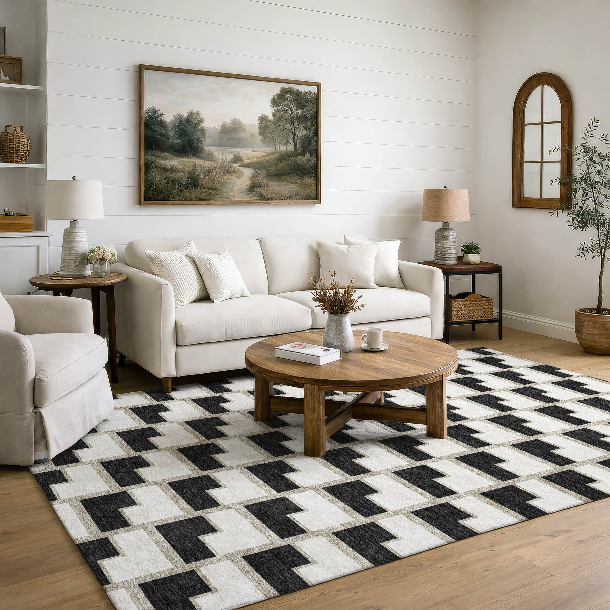 Chiang Mai Machine Washable Transitional Black Rug 3' x 5' #shape_Rectangle