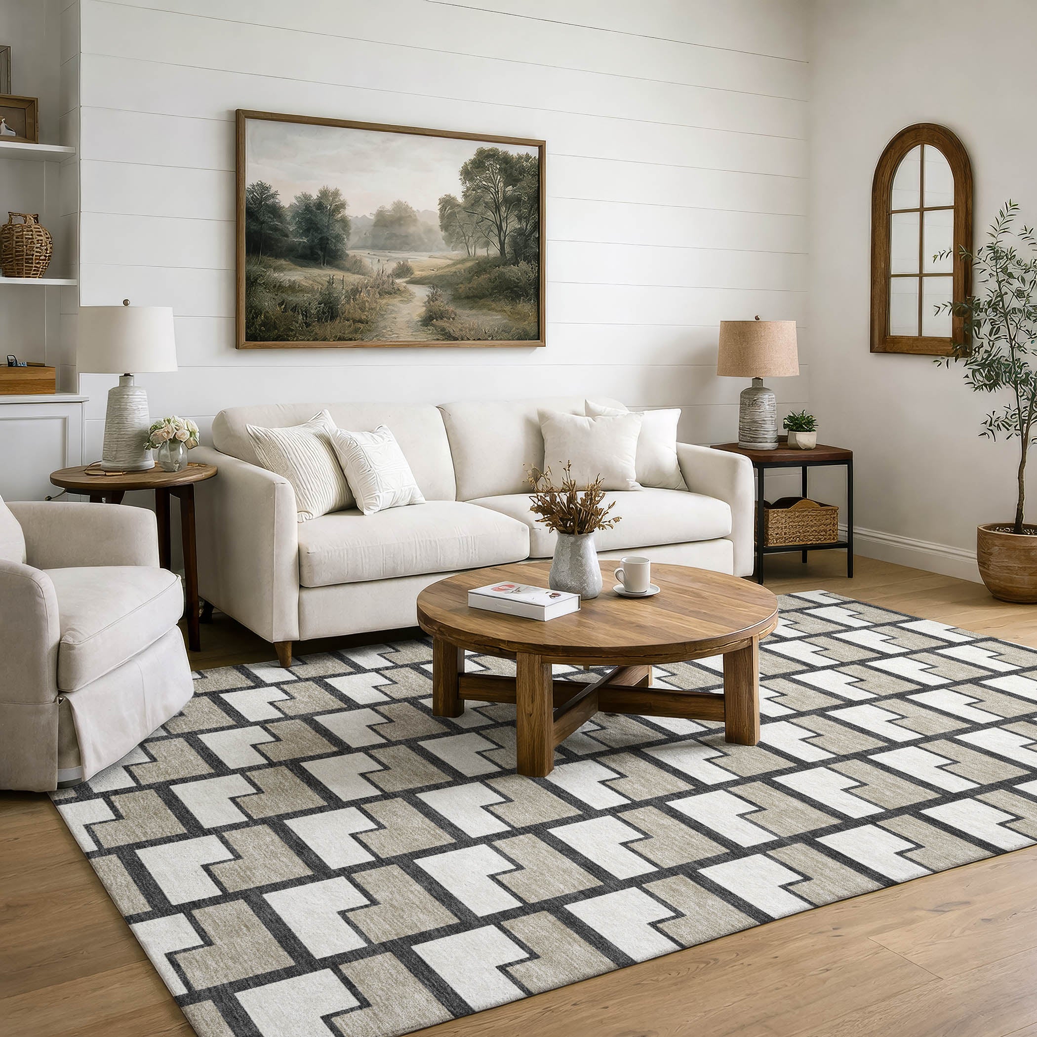 Chiang Mai Machine Washable Transitional Ivory Rug 3' x 5' #shape_Rectangle