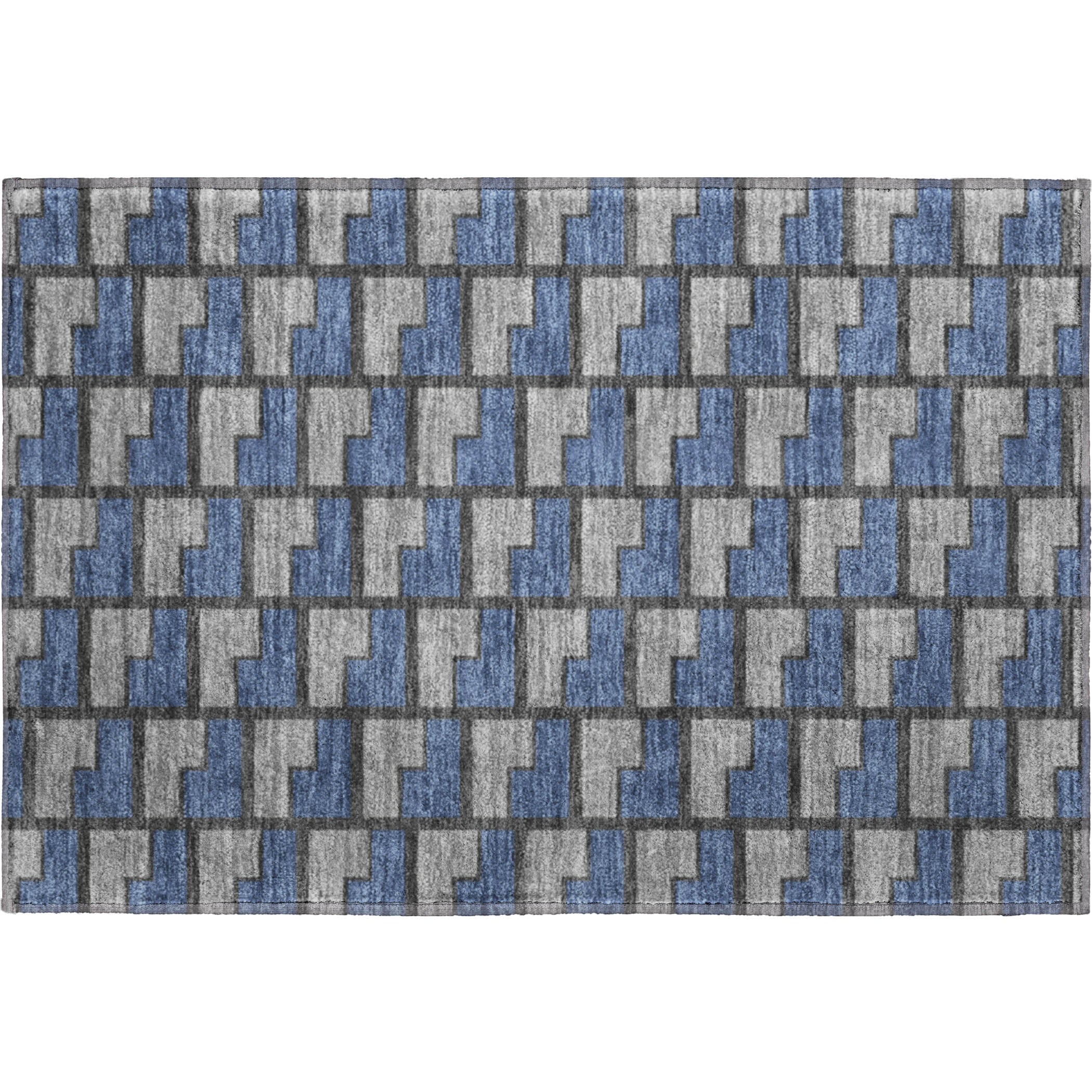 Chiang Mai Machine Washable Transitional Navy Blue Rug 1'8" x 2'6" #shape_Rectangle