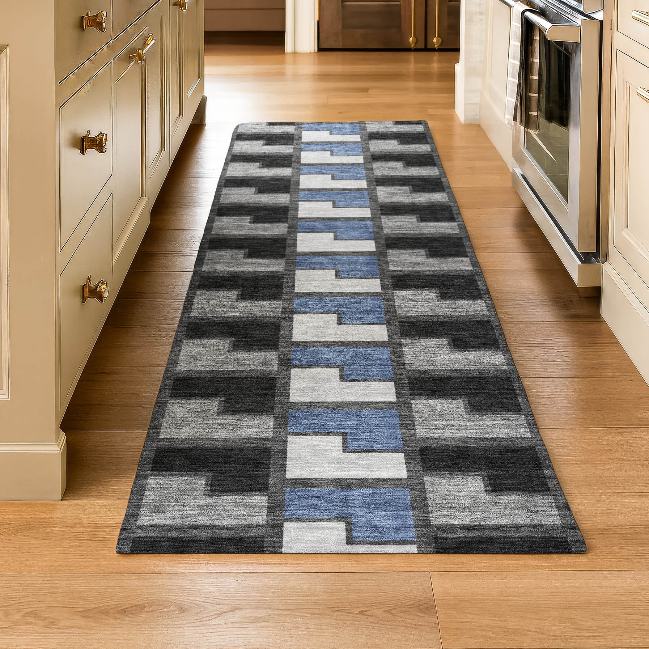 Antigua Machine Washable Transitional Black Rug 2'3" x 7'6" #shape_Runner