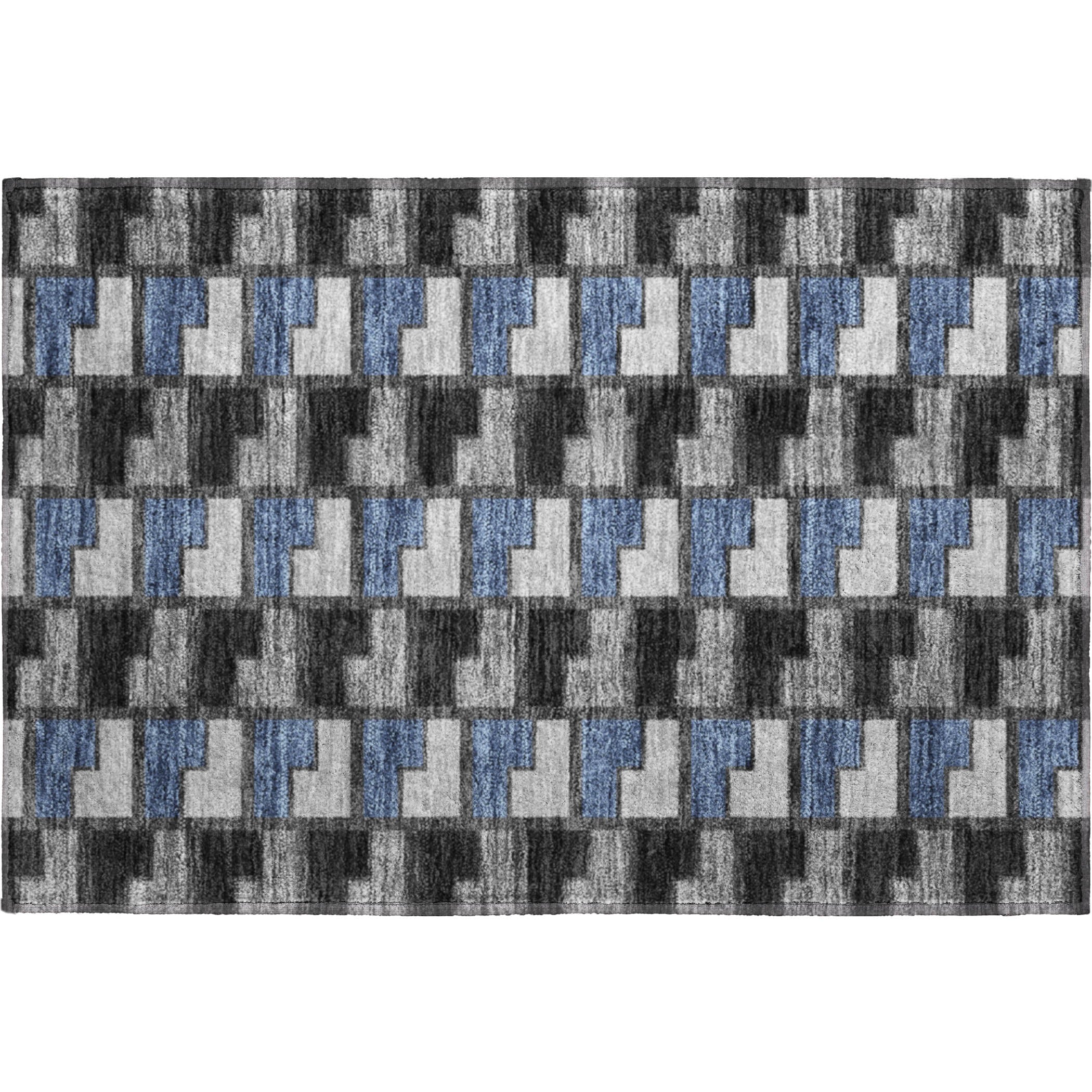 Antigua Machine Washable Transitional Black Rug 1'8" x 2'6" #shape_Rectangle