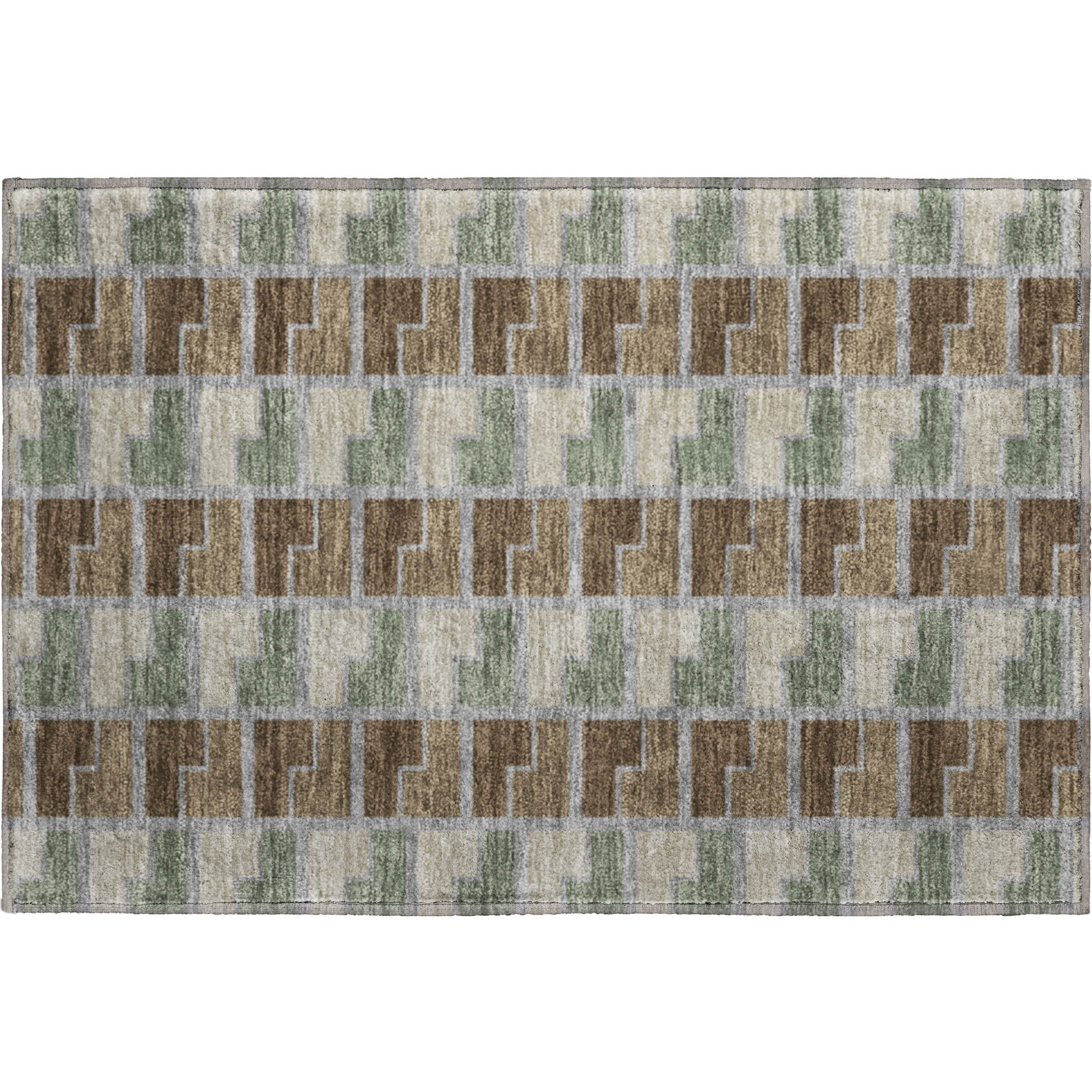 Antigua Machine Washable Transitional Chocolate Brown Rug 1'8" x 2'6" #shape_Rectangle