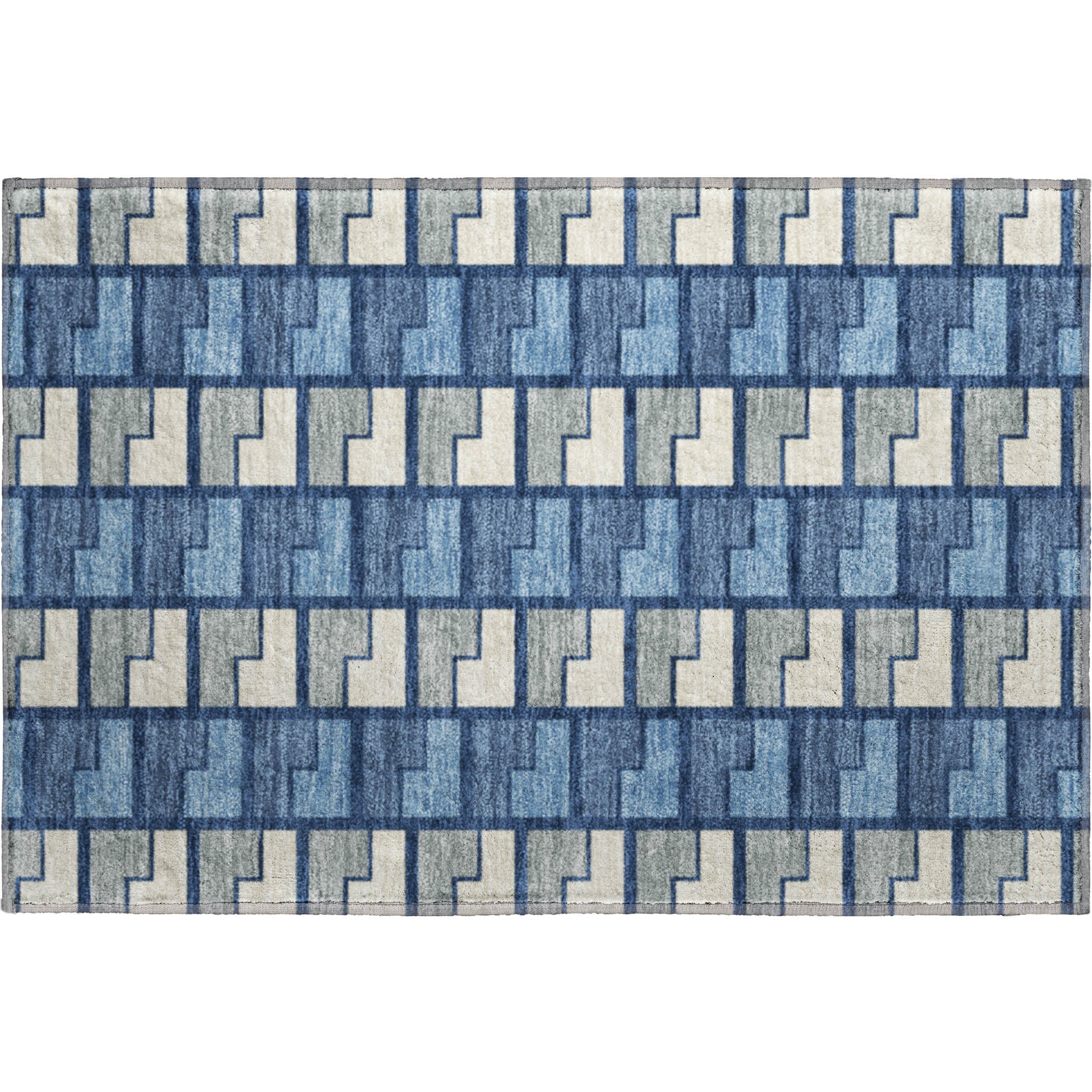 Antigua Machine Washable Transitional Navy Blue Rug 1'8" x 2'6" #shape_Rectangle