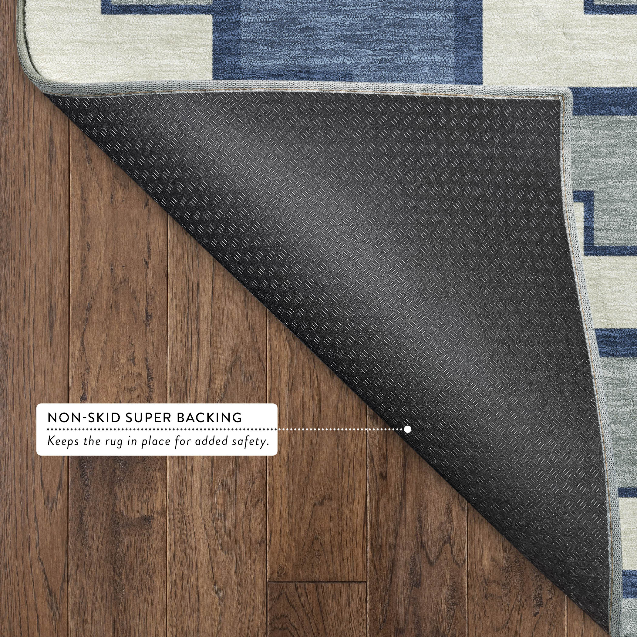 Antigua Machine Washable Transitional Navy Blue Rug 1'8" x 2'6" #shape_Rectangle