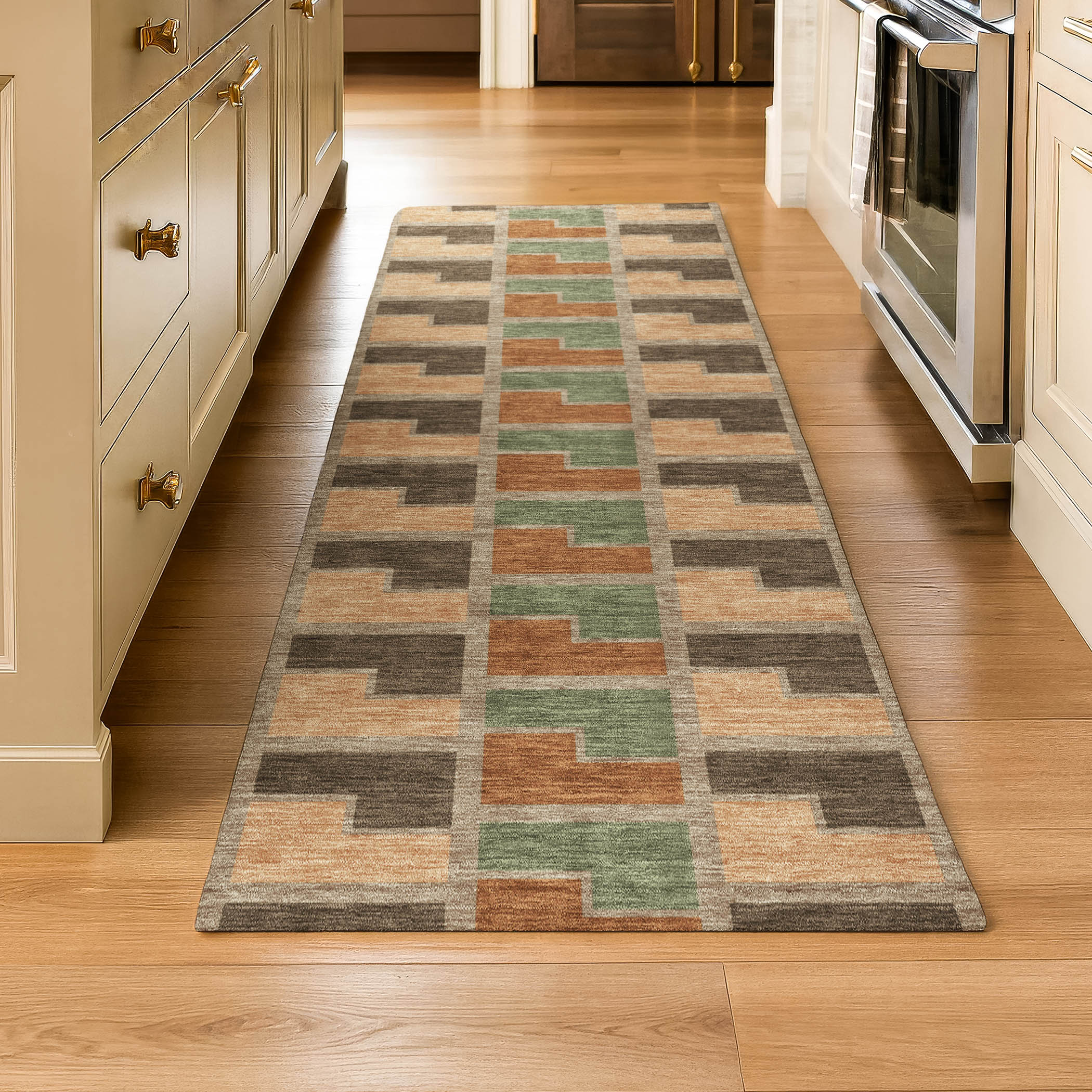 Antigua Machine Washable Transitional Paprika Orange Rug 2'3" x 7'6" #shape_Runner