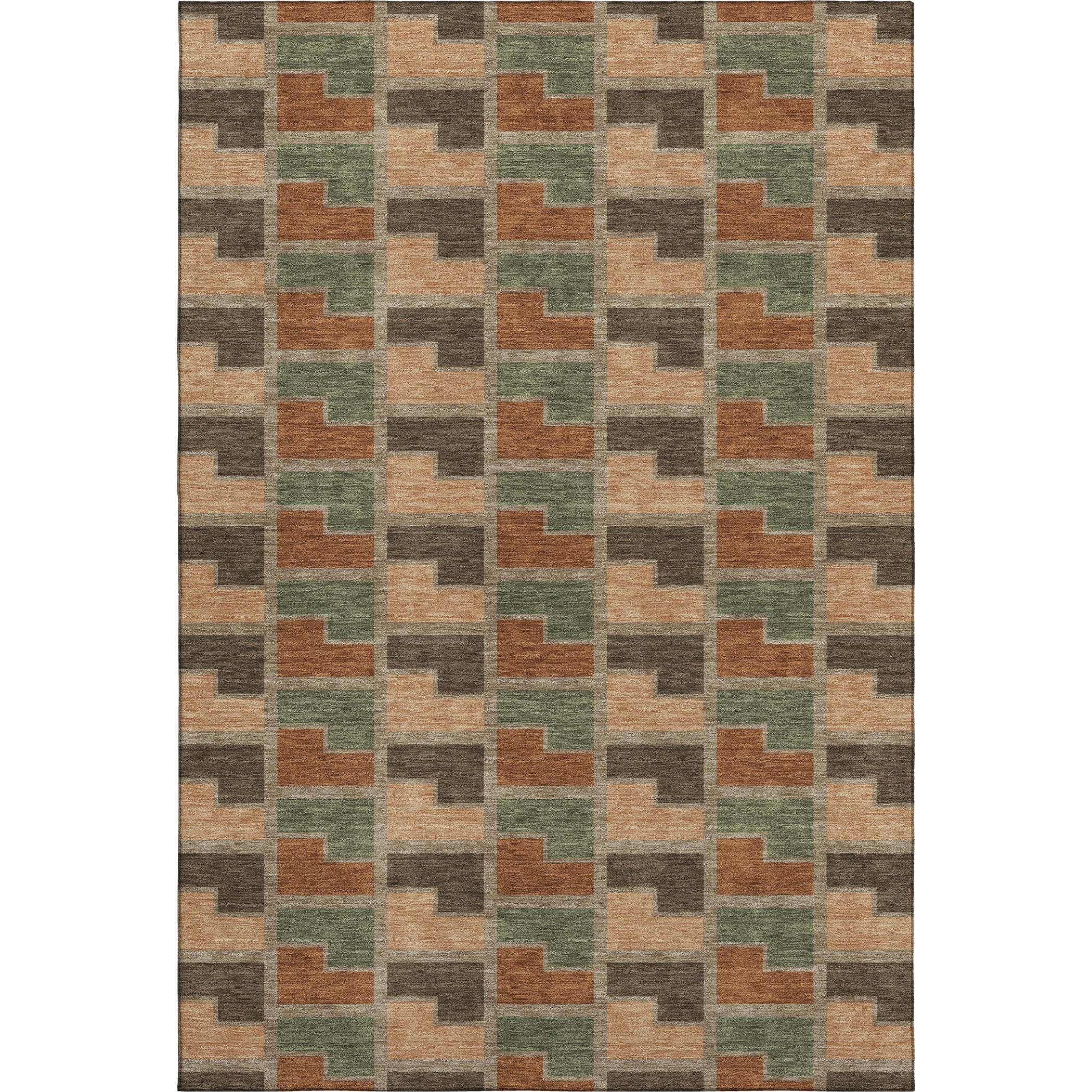 Antigua Machine Washable Transitional Paprika Orange Rug 3' x 5' #shape_Rectangle