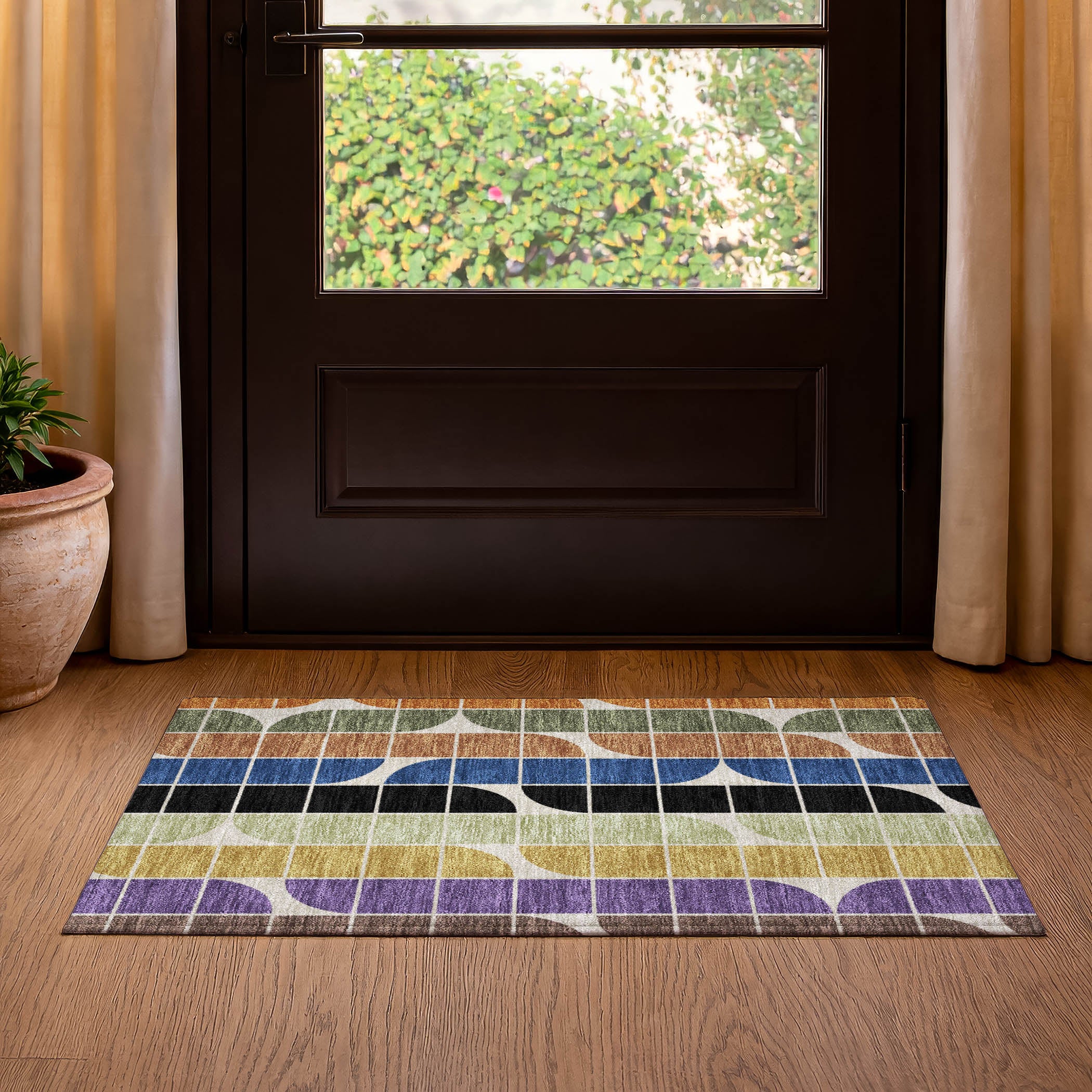 Oaxaca Machine Washable Transitional Blue Rug 1'8" x 2'6" #shape_Rectangle