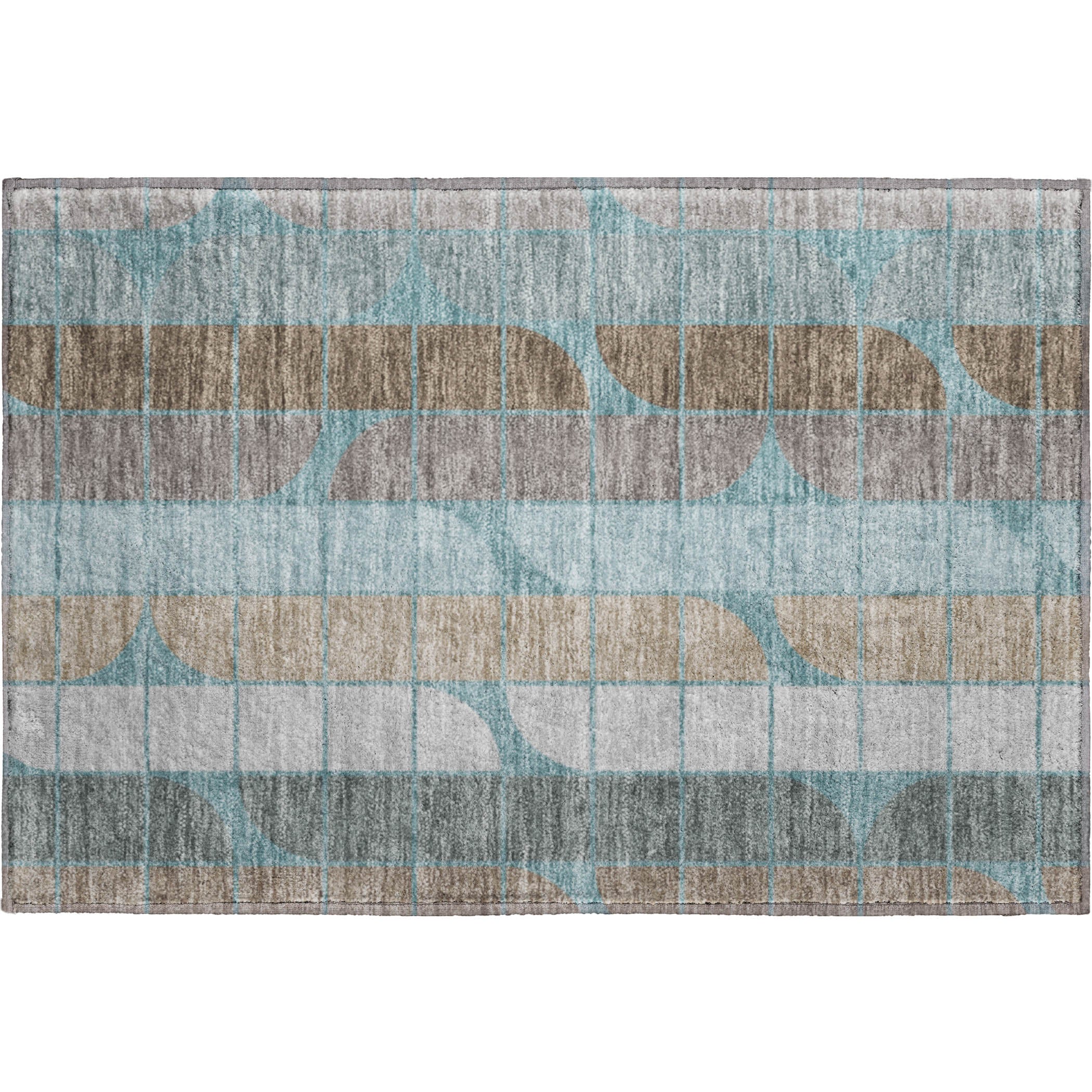 Oaxaca Machine Washable Contemporary Teal Rug 1'8" x 2'6" #shape_Rectangle