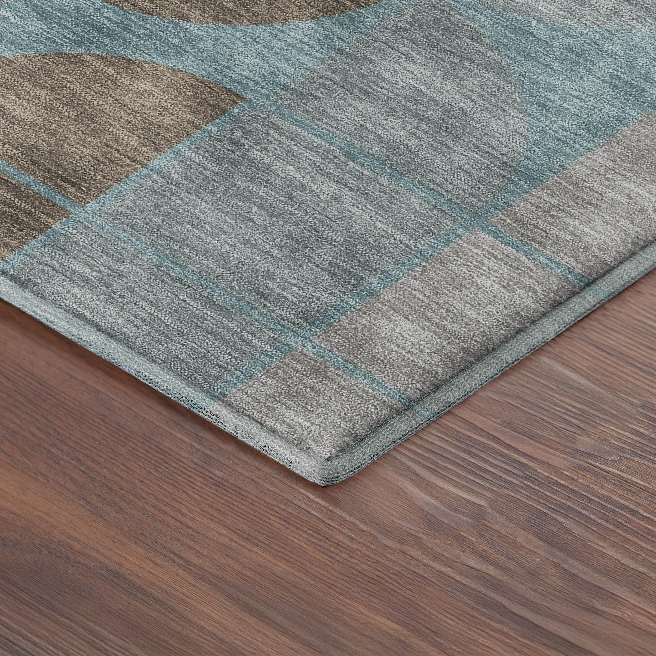 Oaxaca Machine Washable Contemporary Teal Rug 1'8" x 2'6" #shape_Rectangle