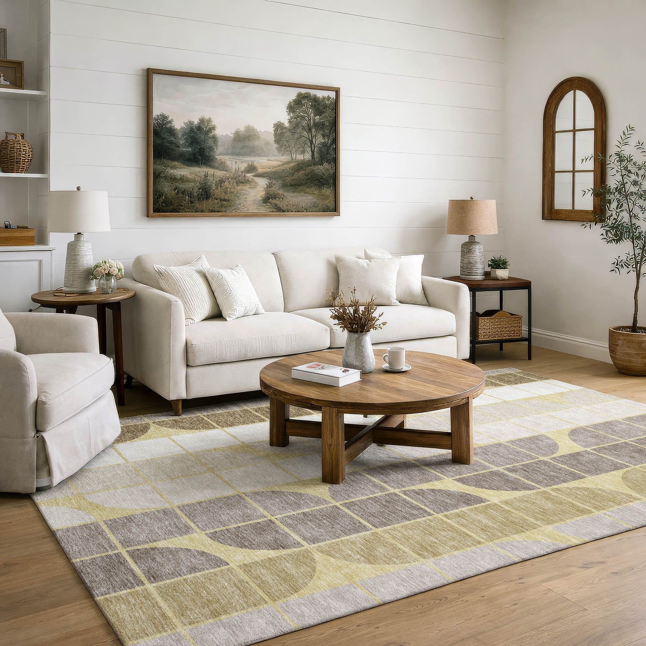 Oaxaca Machine Washable Contemporary Wheat Gold Rug 3' x 5' #shape_Rectangle