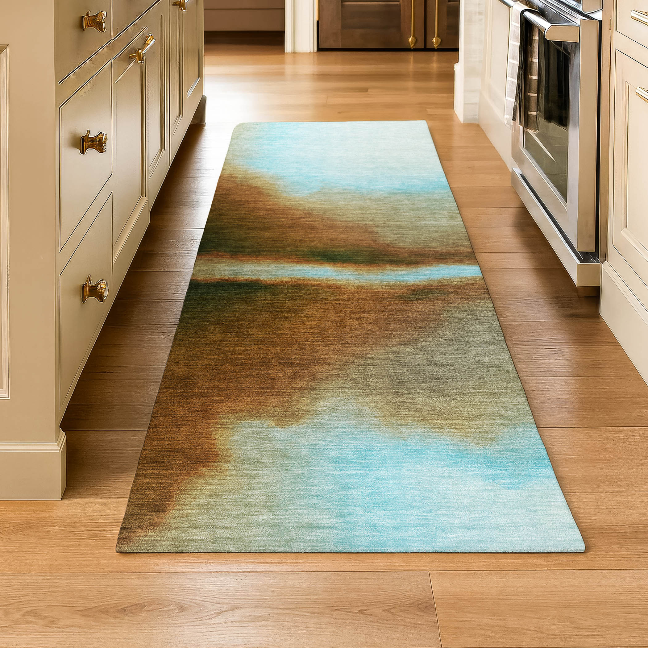 Bangkok Machine Washable Contemporary Blue Rug 2'3" x 7'6" #shape_Runner