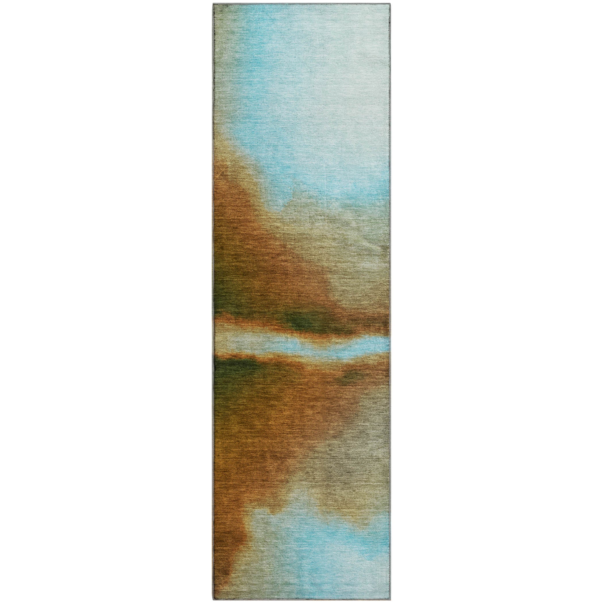 Bangkok Machine Washable Contemporary Blue Rug 2'3" x 7'6" #shape_Runner