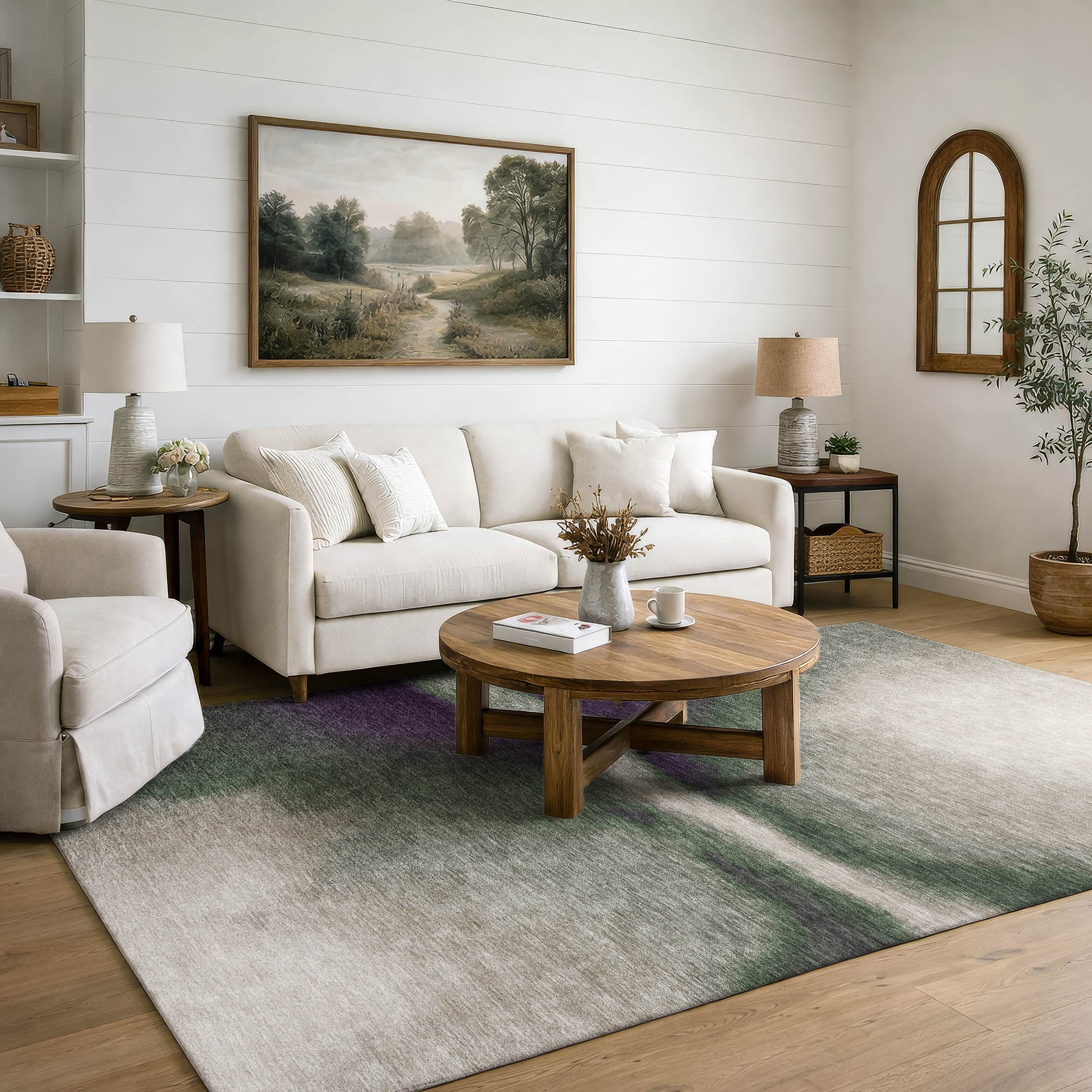 Bangkok Machine Washable Contemporary Fern Green Rug 3' x 5' #shape_Rectangle