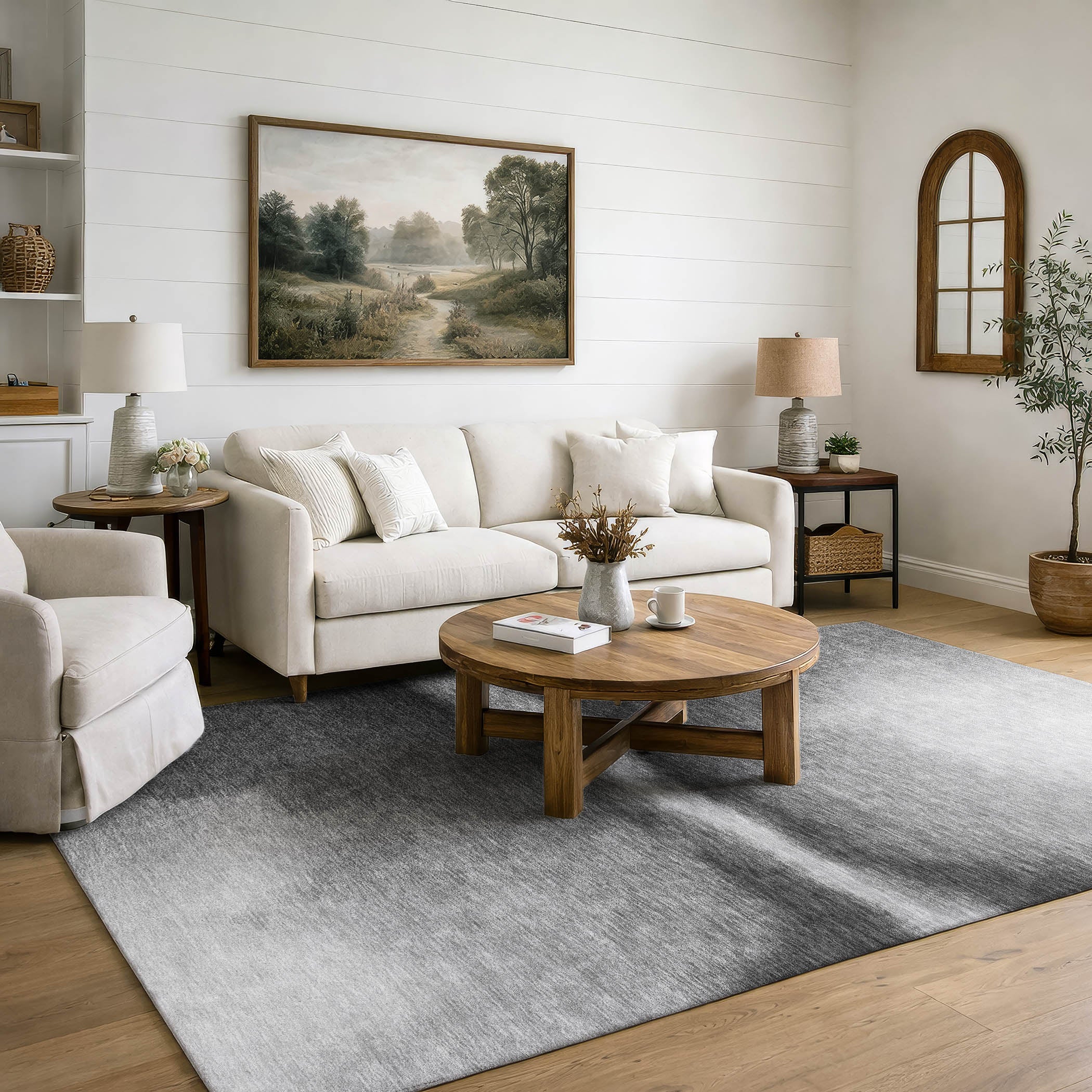 Bangkok Machine Washable Contemporary Gray Rug 3' x 5' #shape_Rectangle