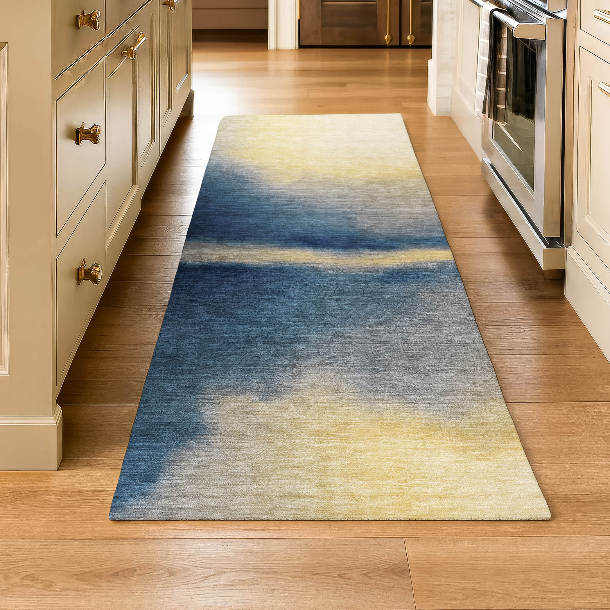 Bangkok Machine Washable Contemporary Navy Blue Rug 2'3" x 7'6" #shape_Runner