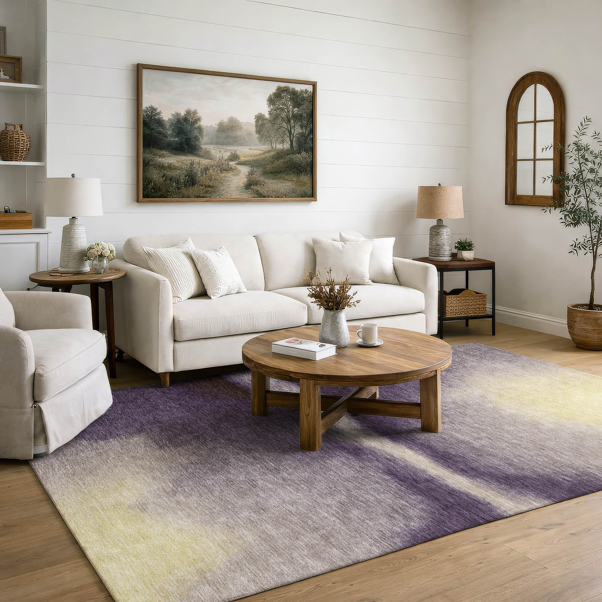 Bangkok Machine Washable Contemporary Plum Purple Rug 3' x 5' #shape_Rectangle