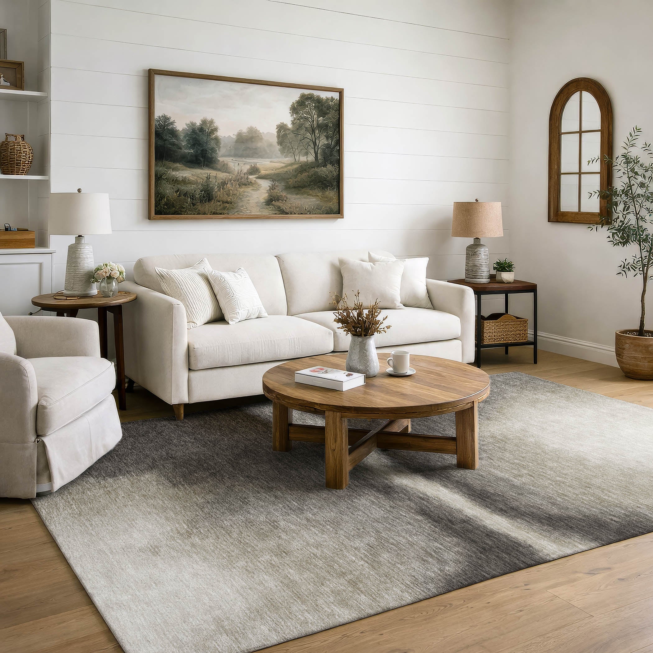 Bangkok Machine Washable Contemporary Taupe Brown Rug 3' x 5' #shape_Rectangle