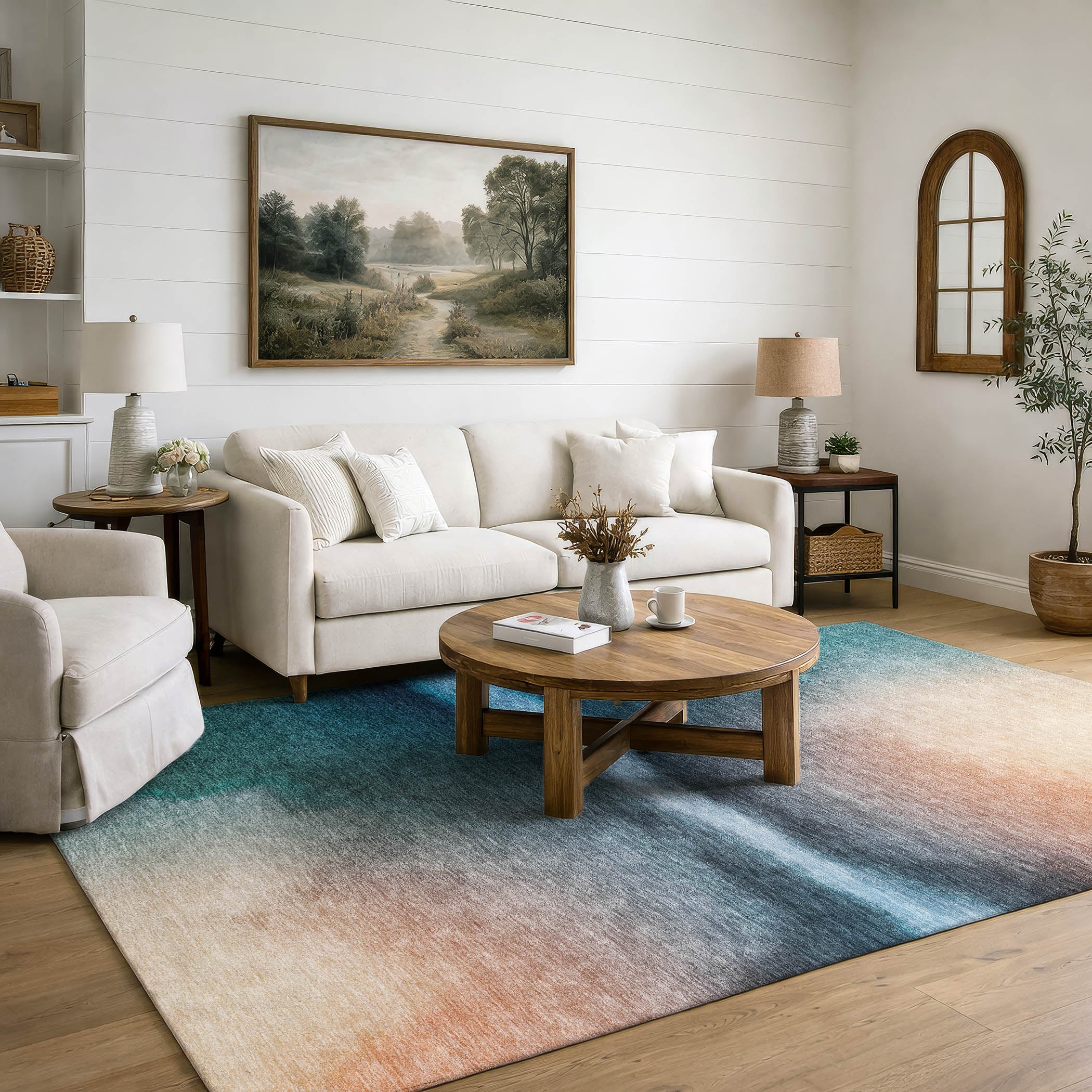 Bangkok Machine Washable Transitional Teal Rug 3' x 5' #shape_Rectangle