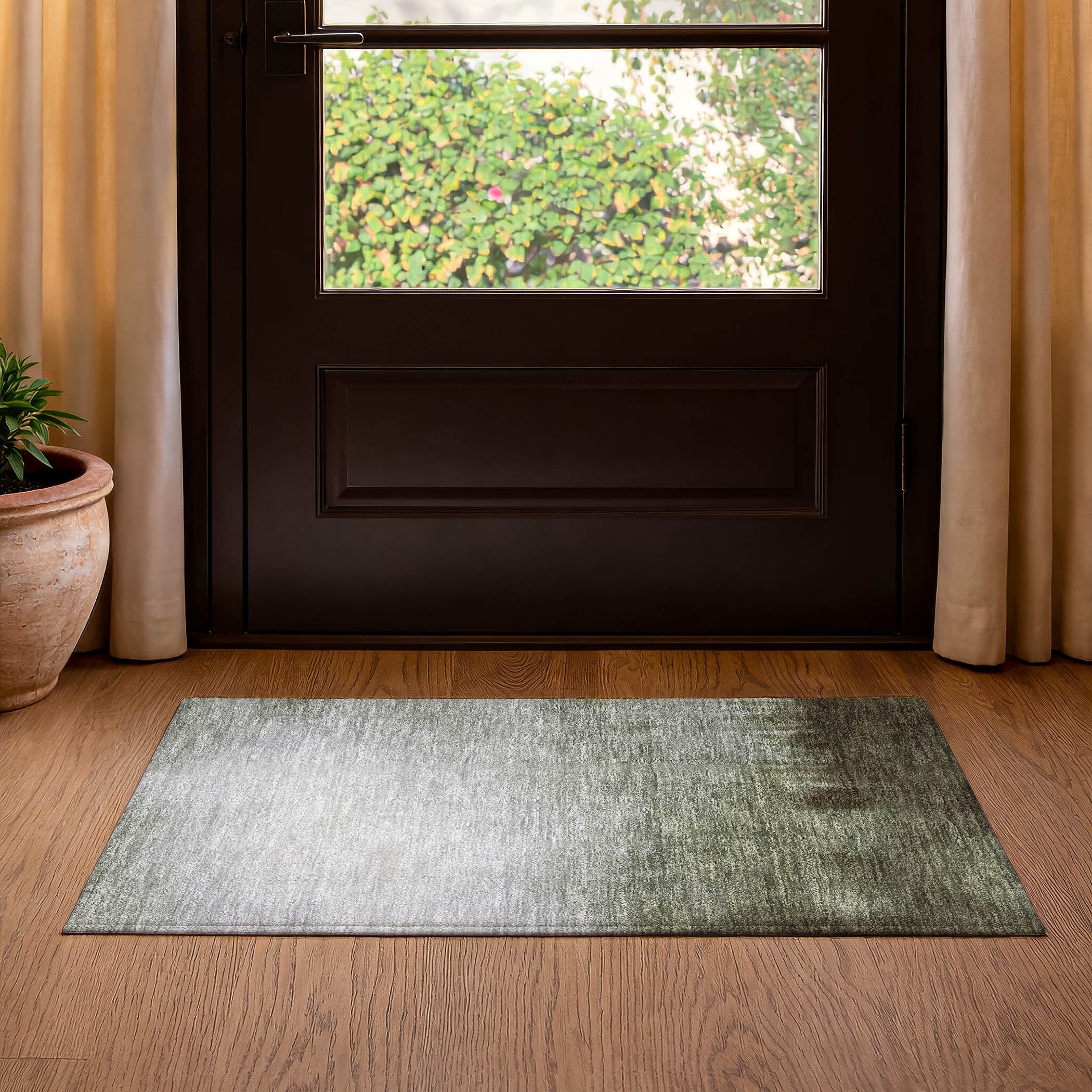 Antigua Machine Washable Transitional Celery Green Rug 1'8" x 2'6" #shape_Rectangle